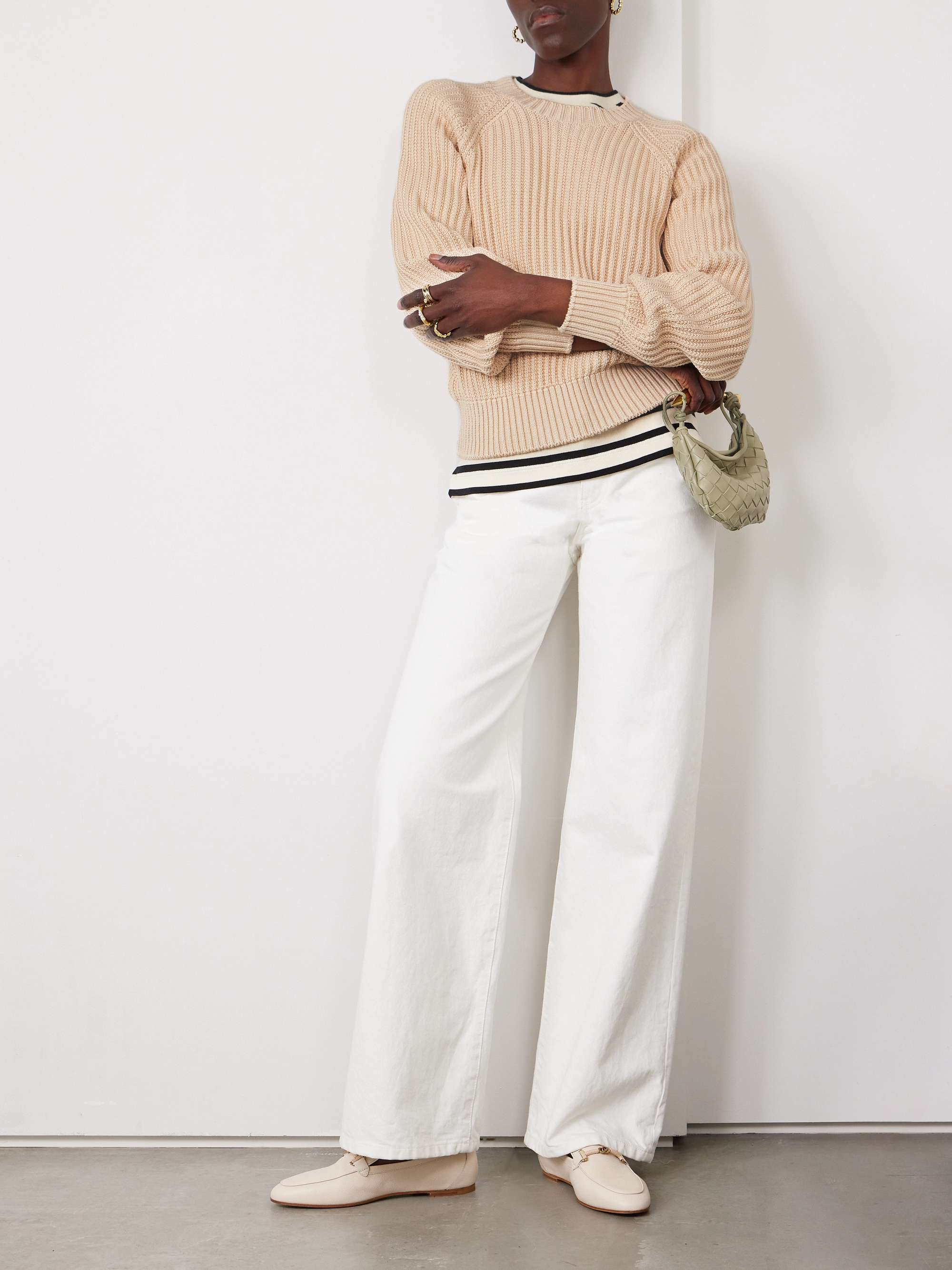 Ribbed-knit silk and cotton-blend sweater view