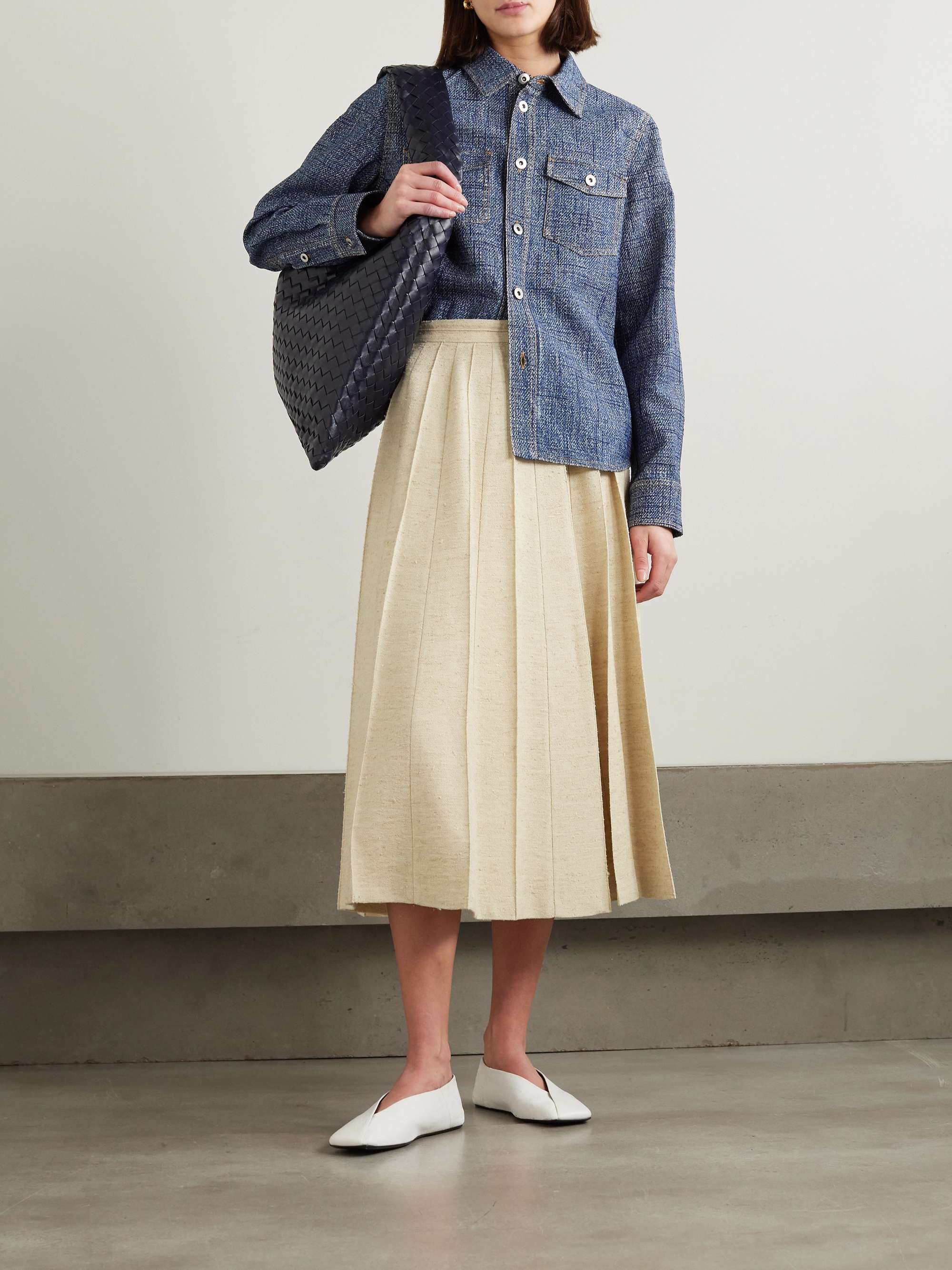 Pleated woven midi skirt view