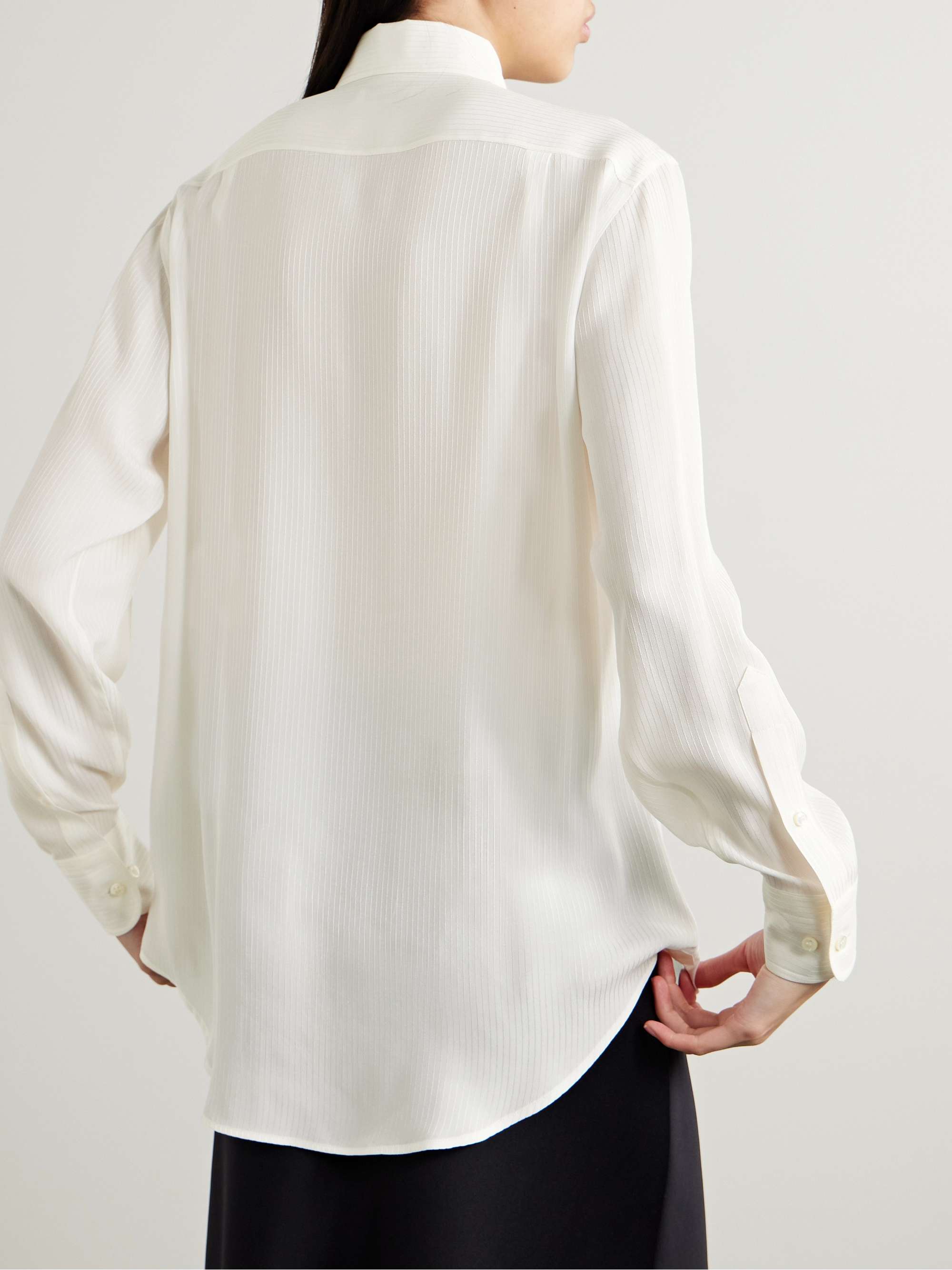 Embroidered silk-satin shirt view