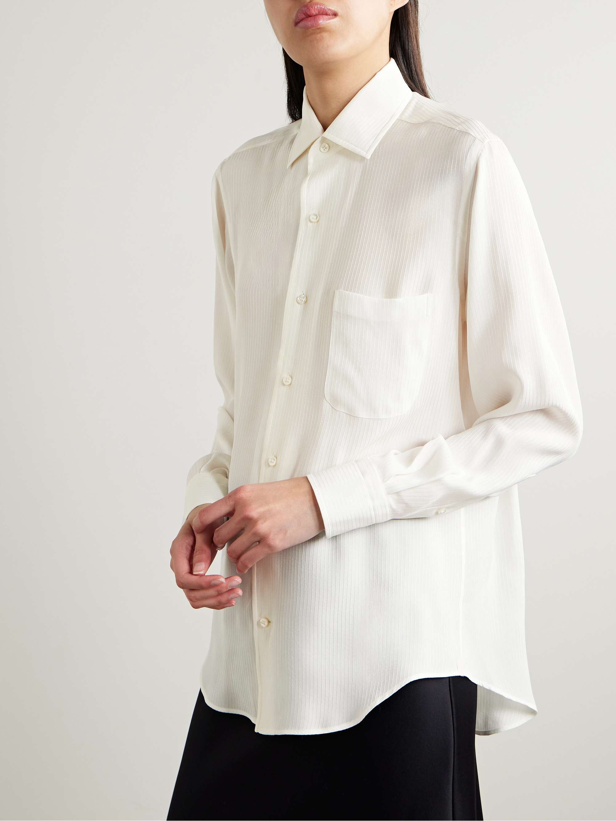 Embroidered silk-satin shirt view