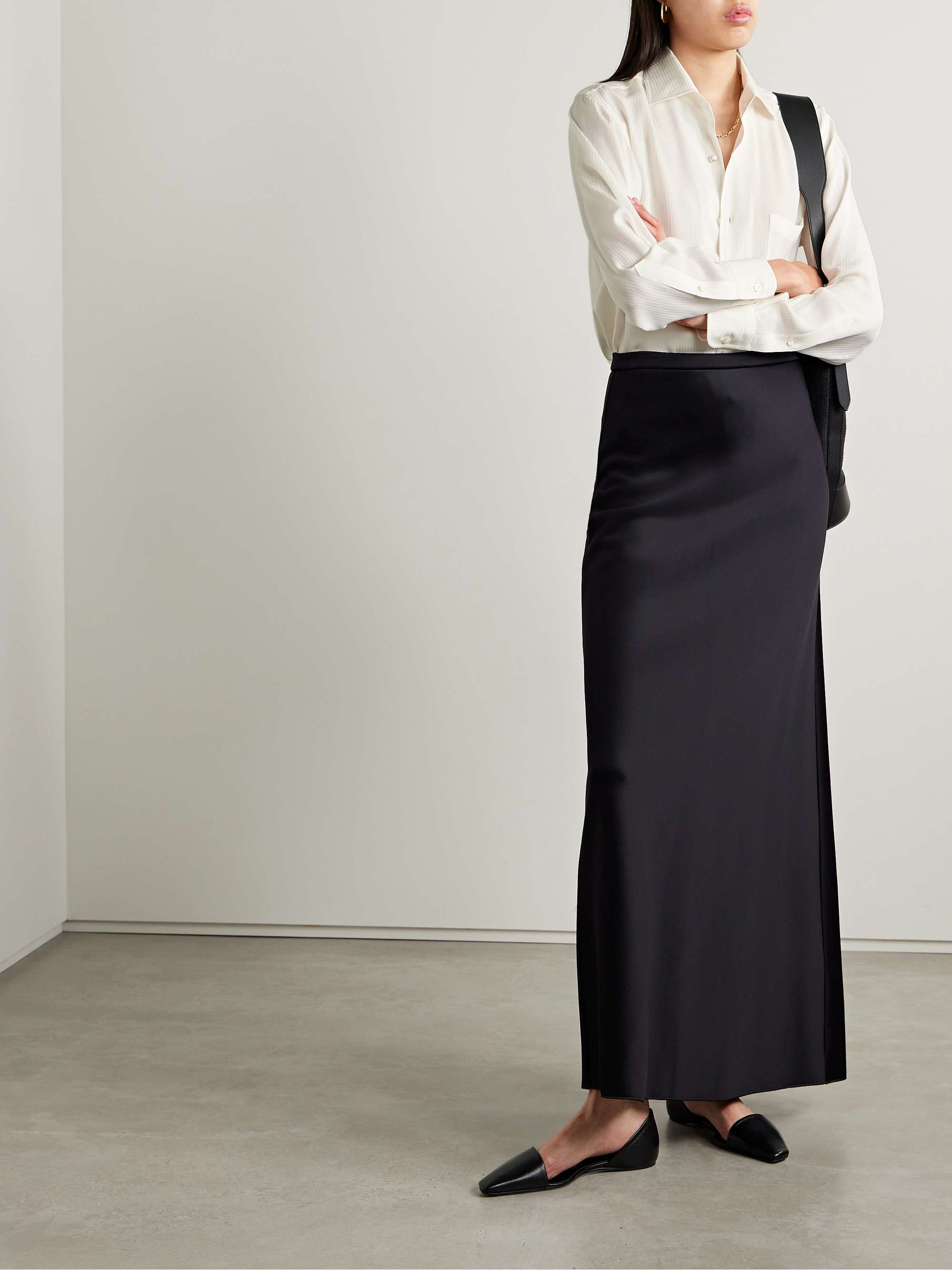Embroidered silk-satin shirt view