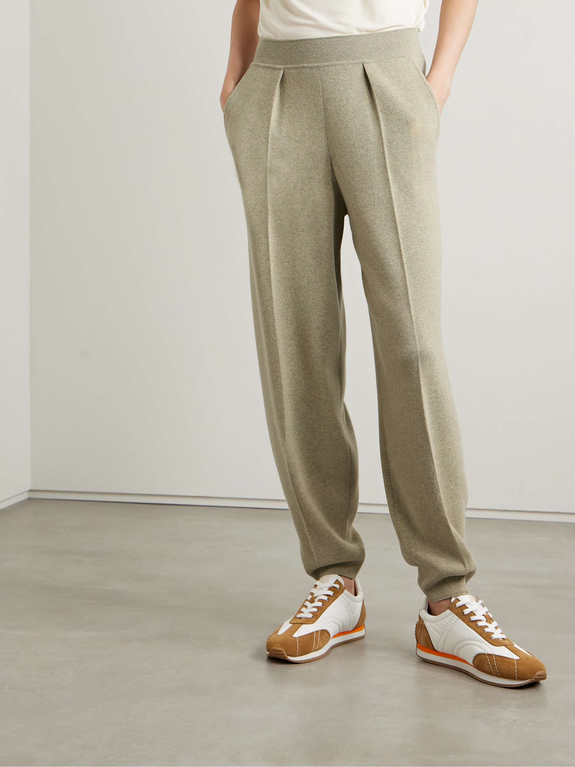 Pleated tapered cashmere pants view