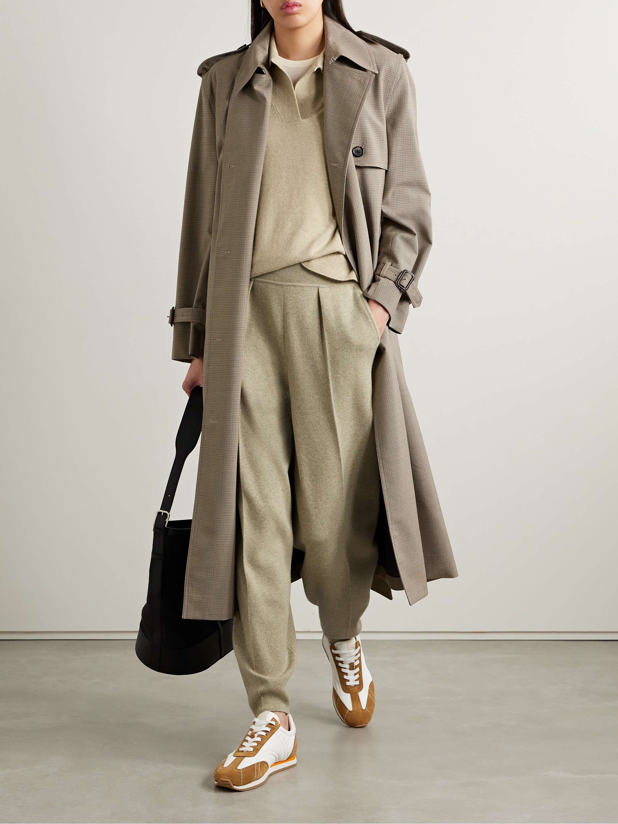 Pleated tapered cashmere pants view