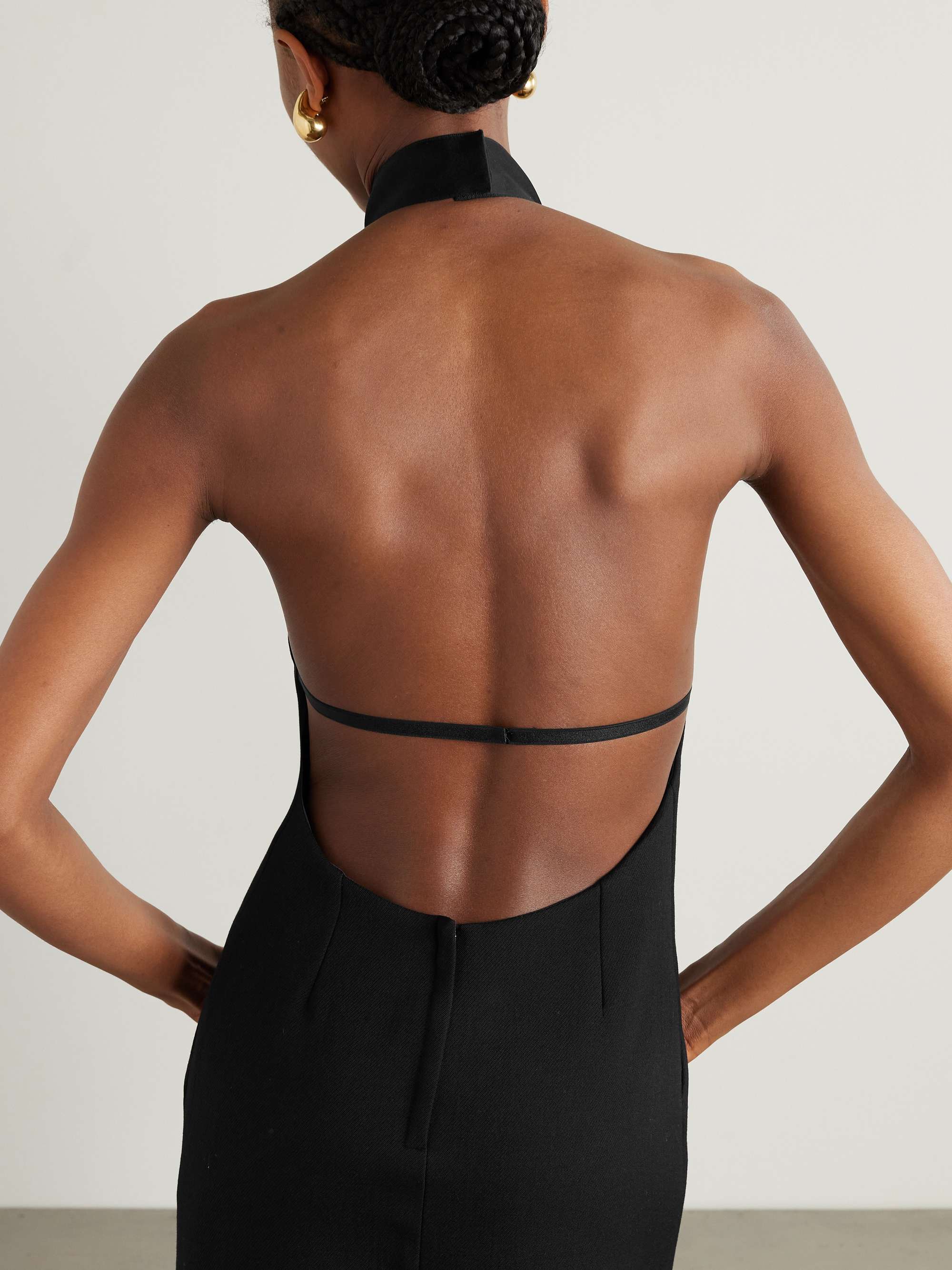 Appliquéd wool-crepe halterneck mini dress view