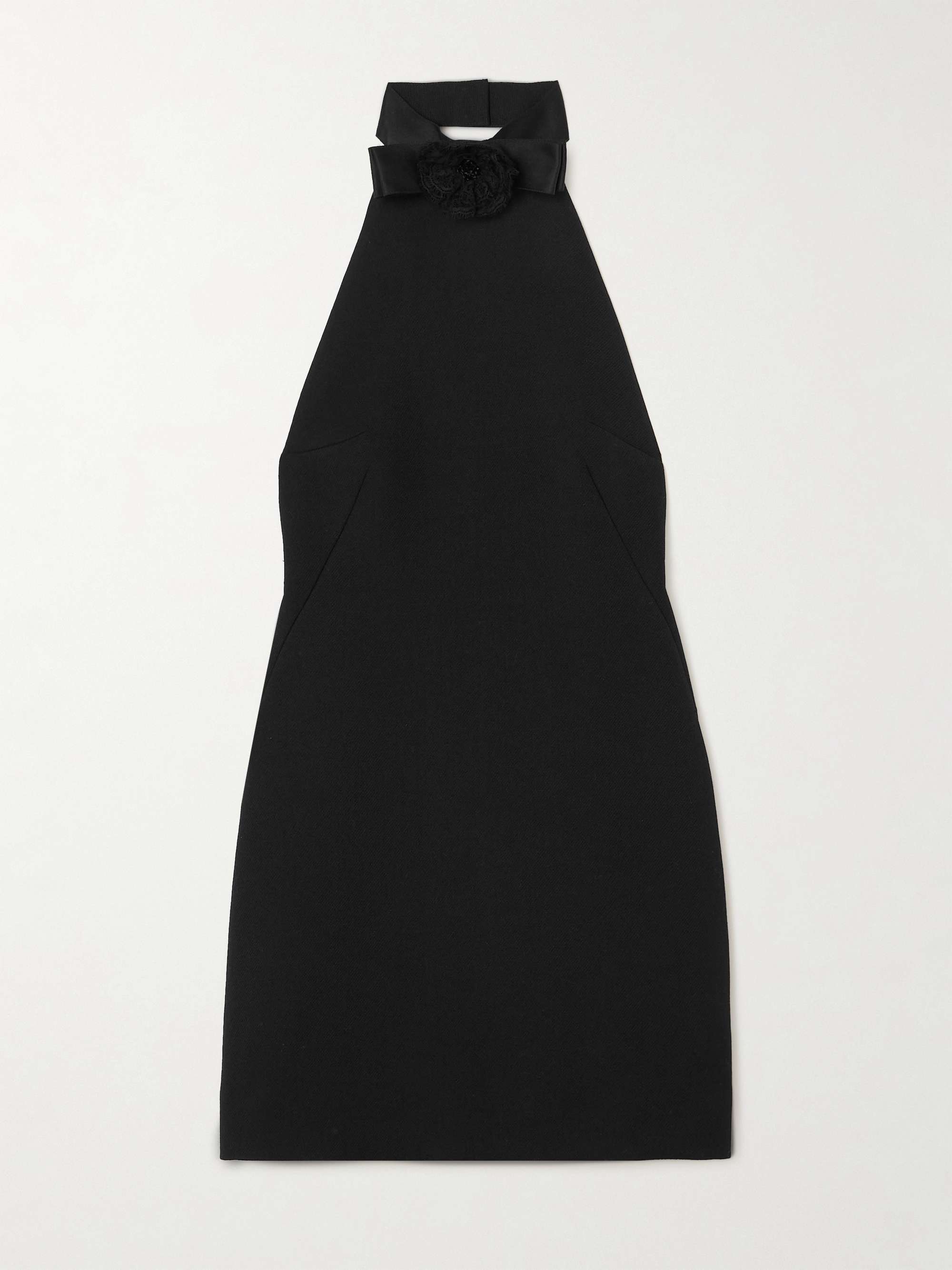 Appliquéd wool-crepe halterneck mini dress view