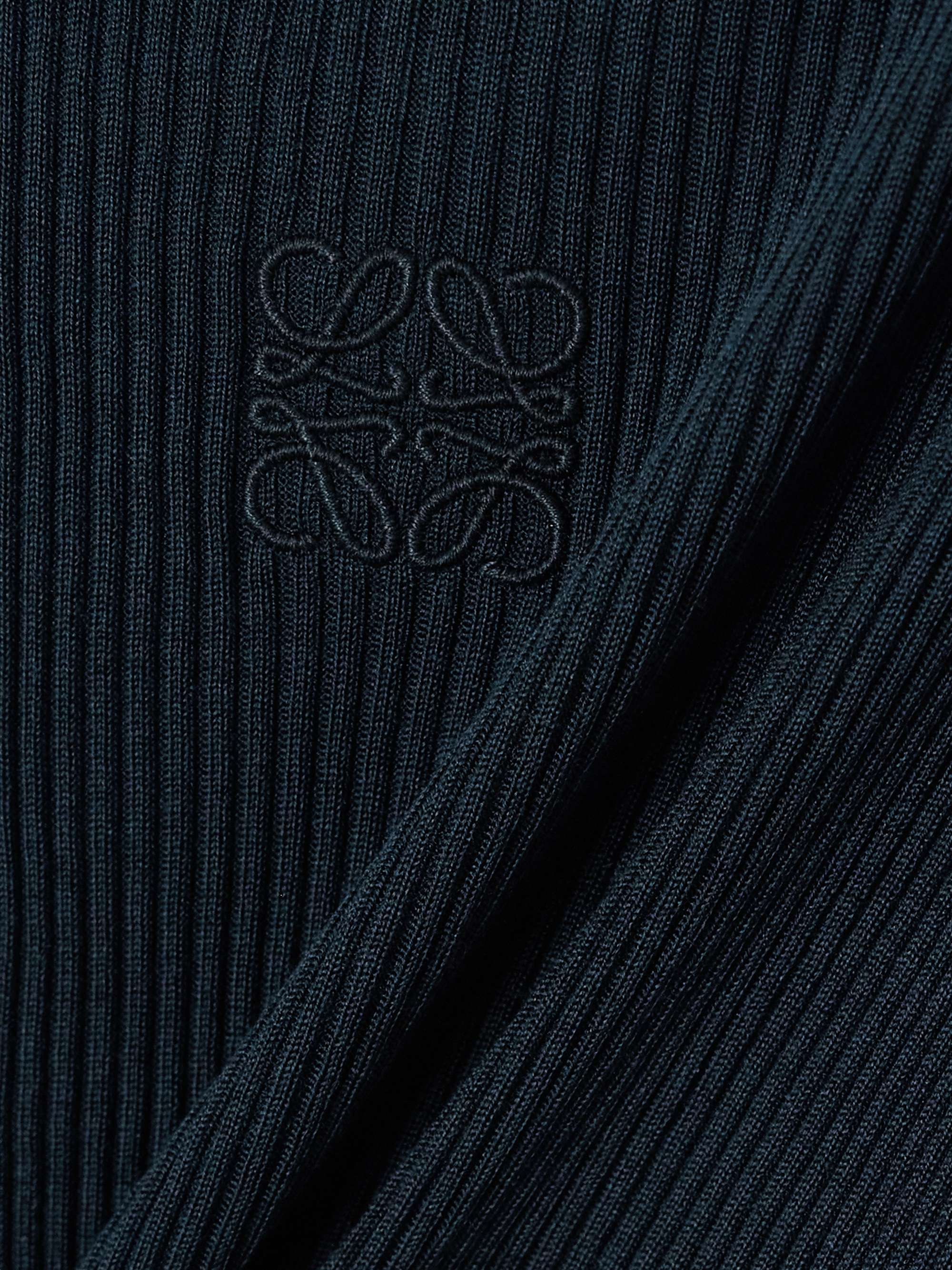 Embroidered ribbed silk tank view