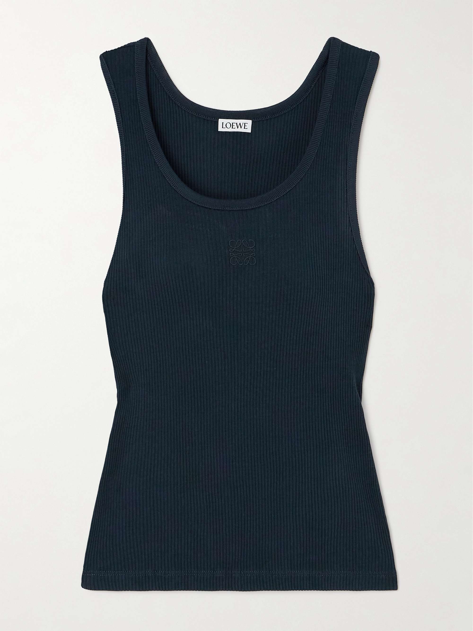Embroidered ribbed silk tank view