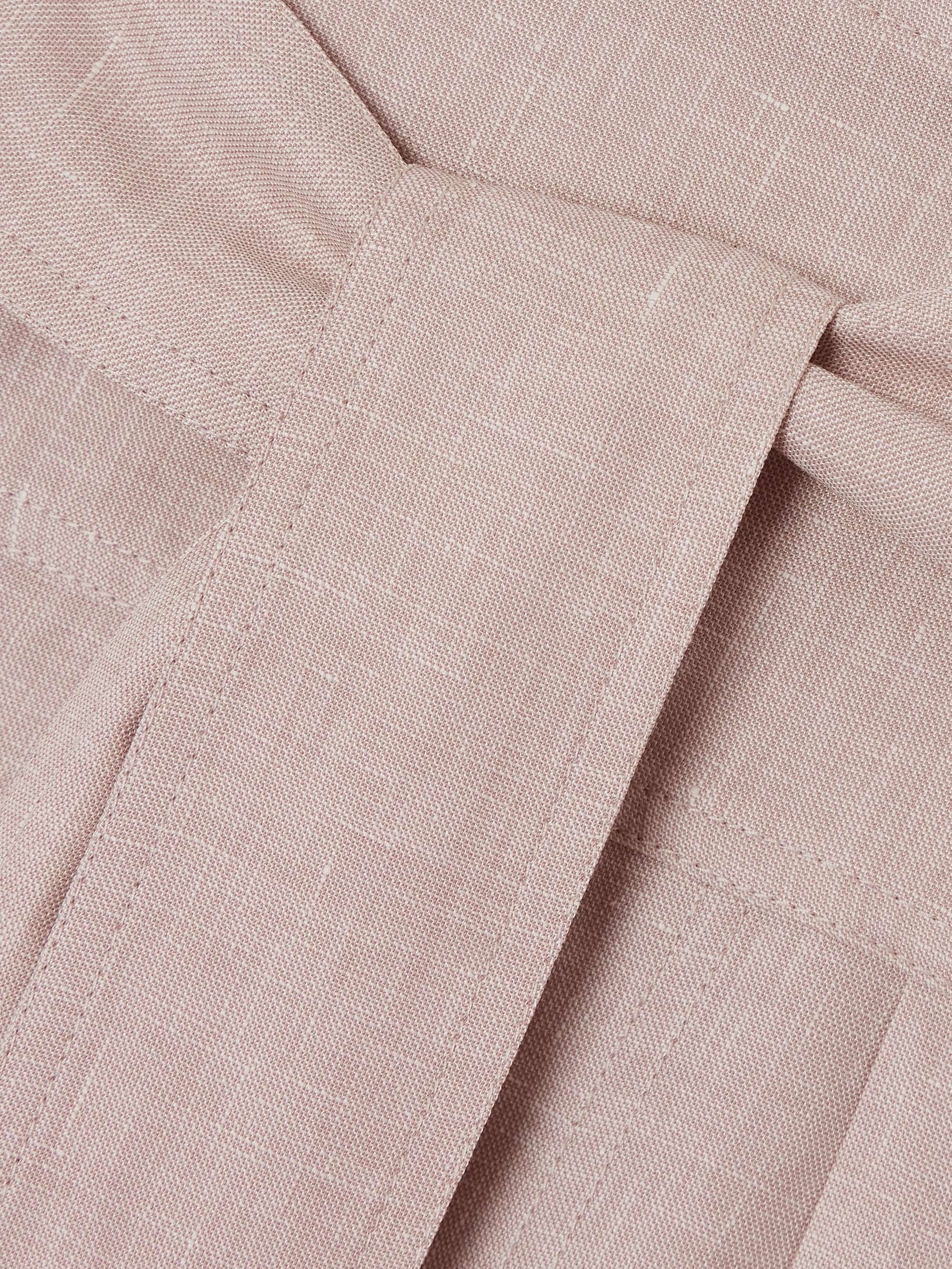 Belted linen, wool and silk-blend midi skirt view