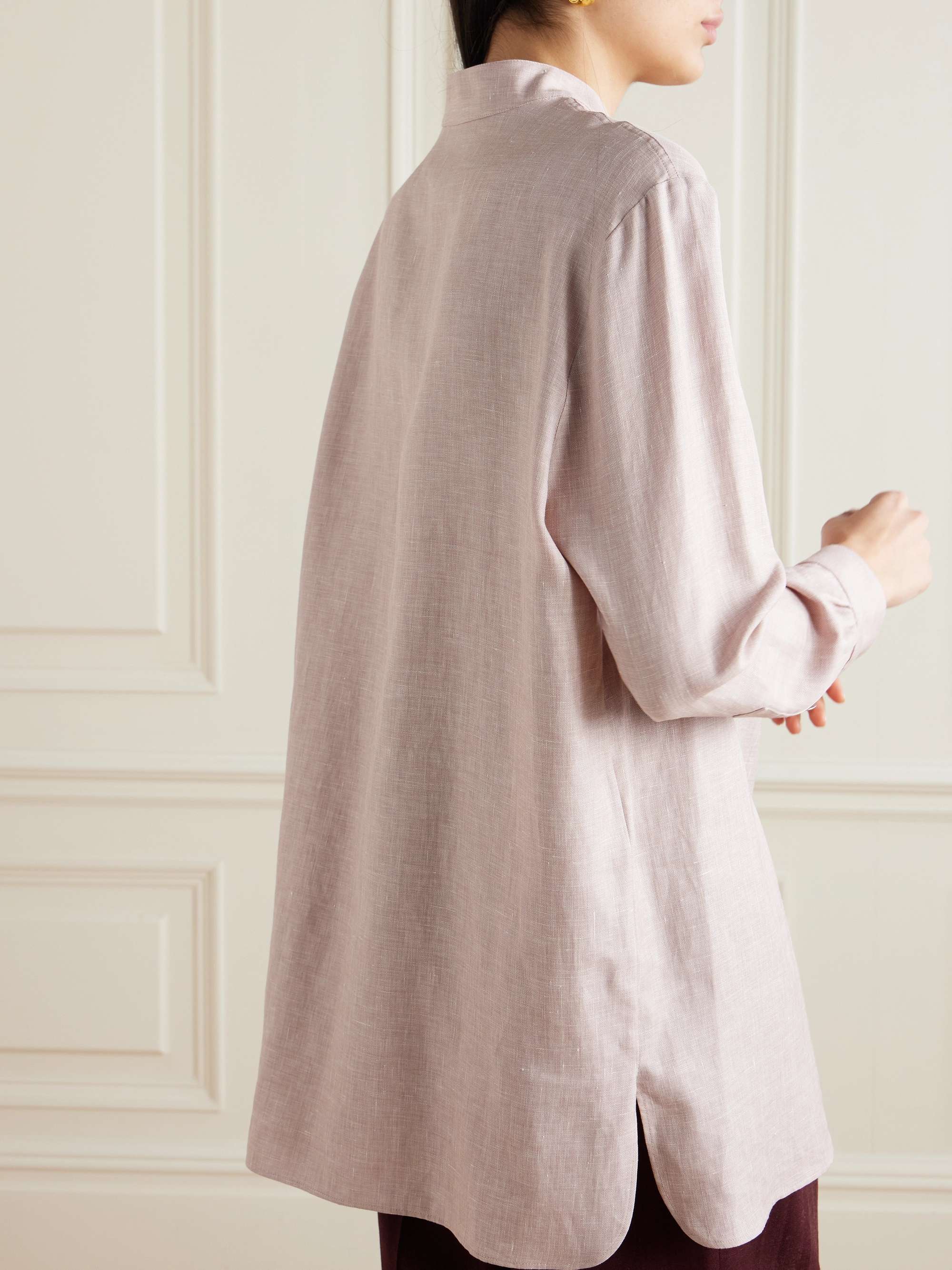 Linen, wool and silk-blend blouse view
