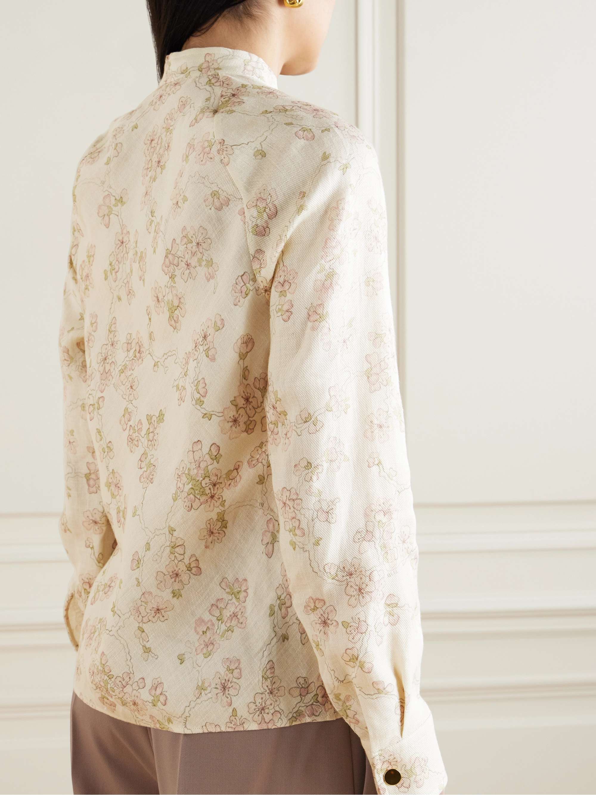Klara floral-print linen and cotton-blend twill blouse view
