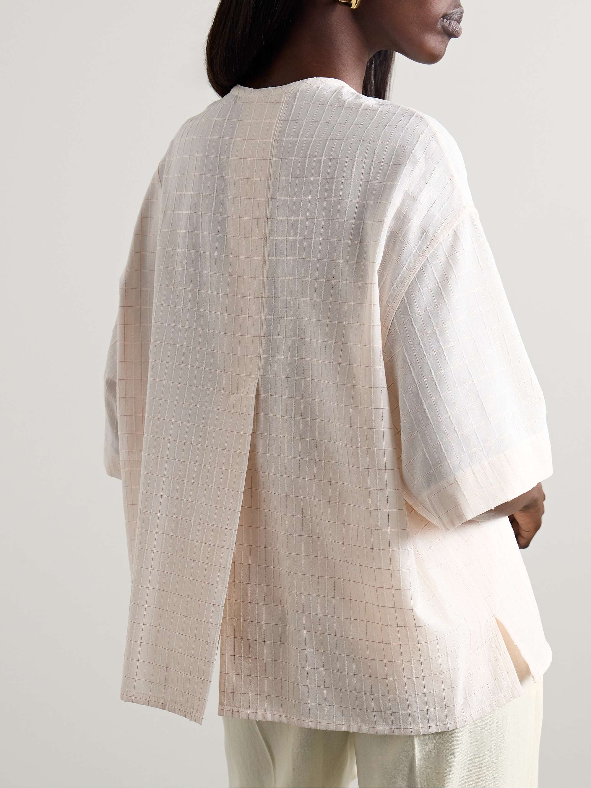 Checked metallic cotton-blend voile blouse view