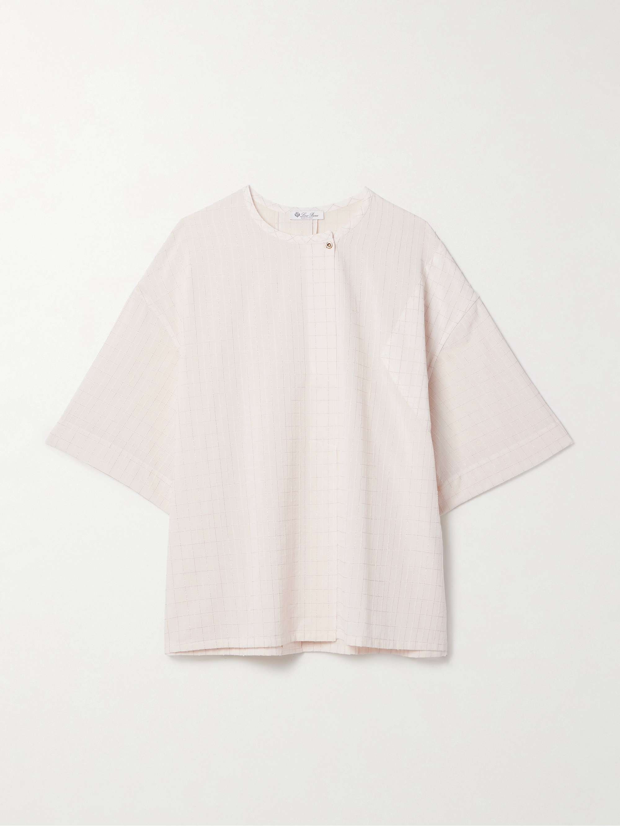 Checked metallic cotton-blend voile blouse view