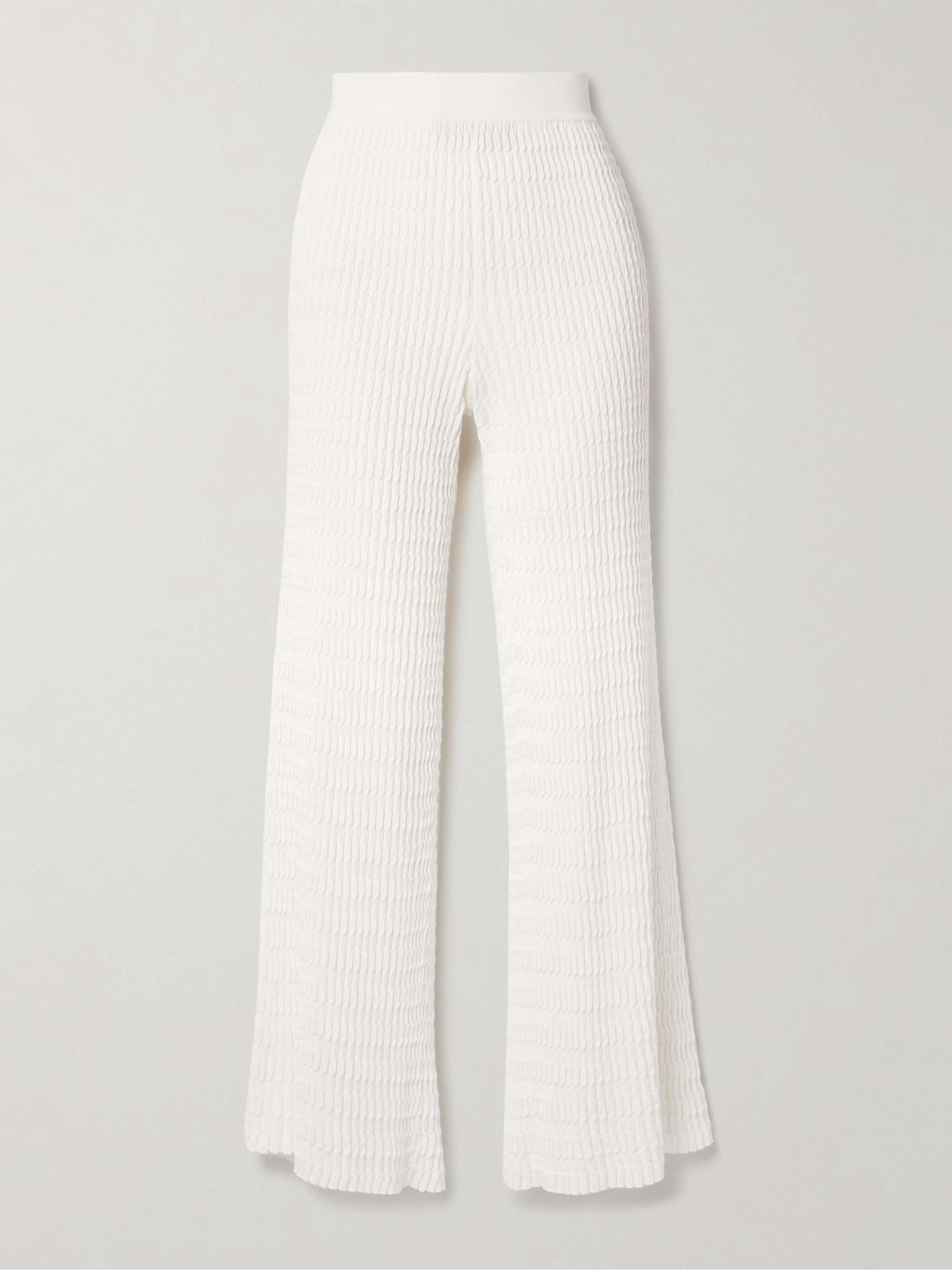 Ribbed cotton wide-leg pants view