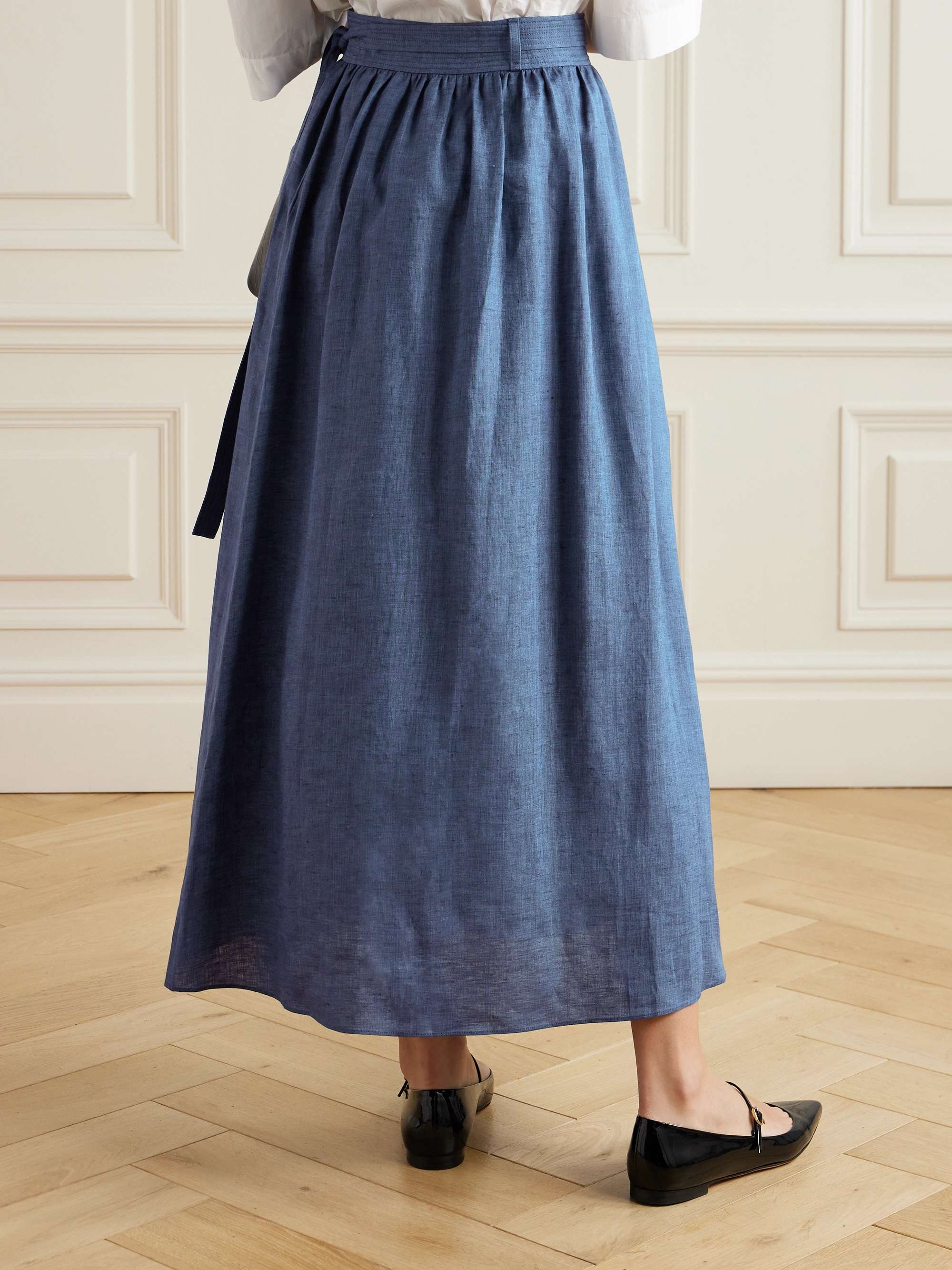 Belted linen maxi wrap skirt view