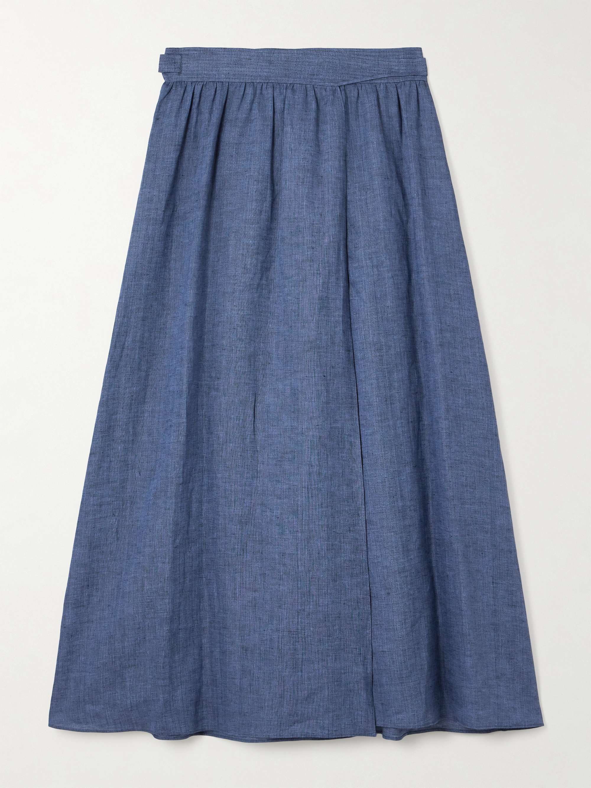 Belted linen maxi wrap skirt view