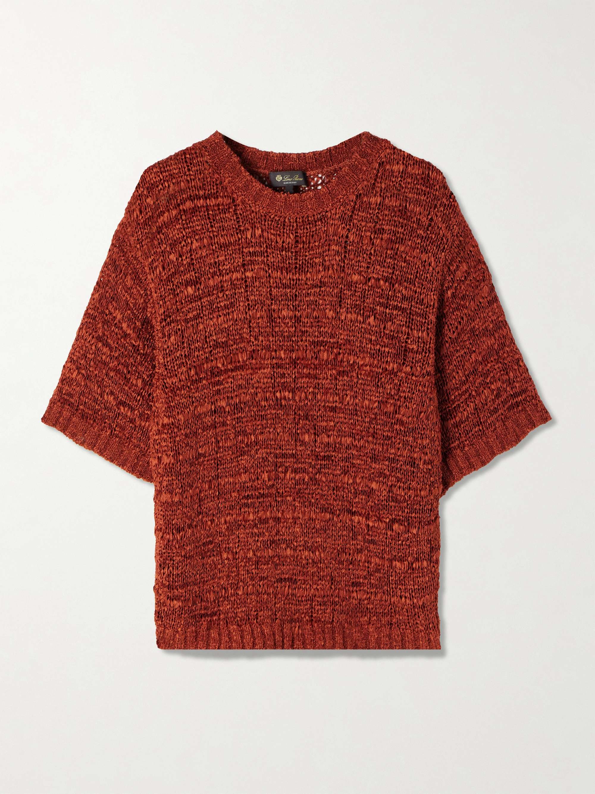 Open-knit silk top view