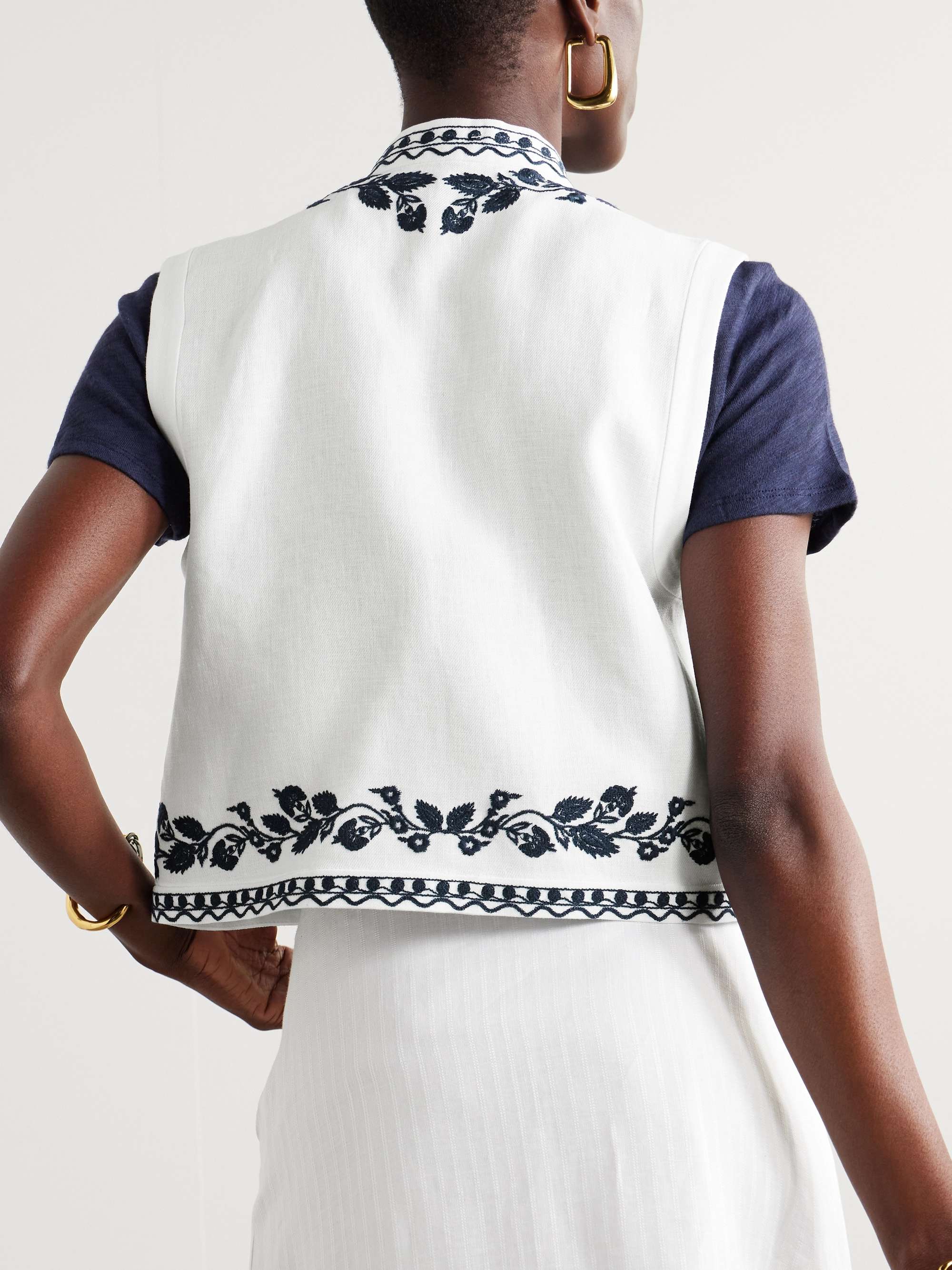 Dabney embroidered linen vest view