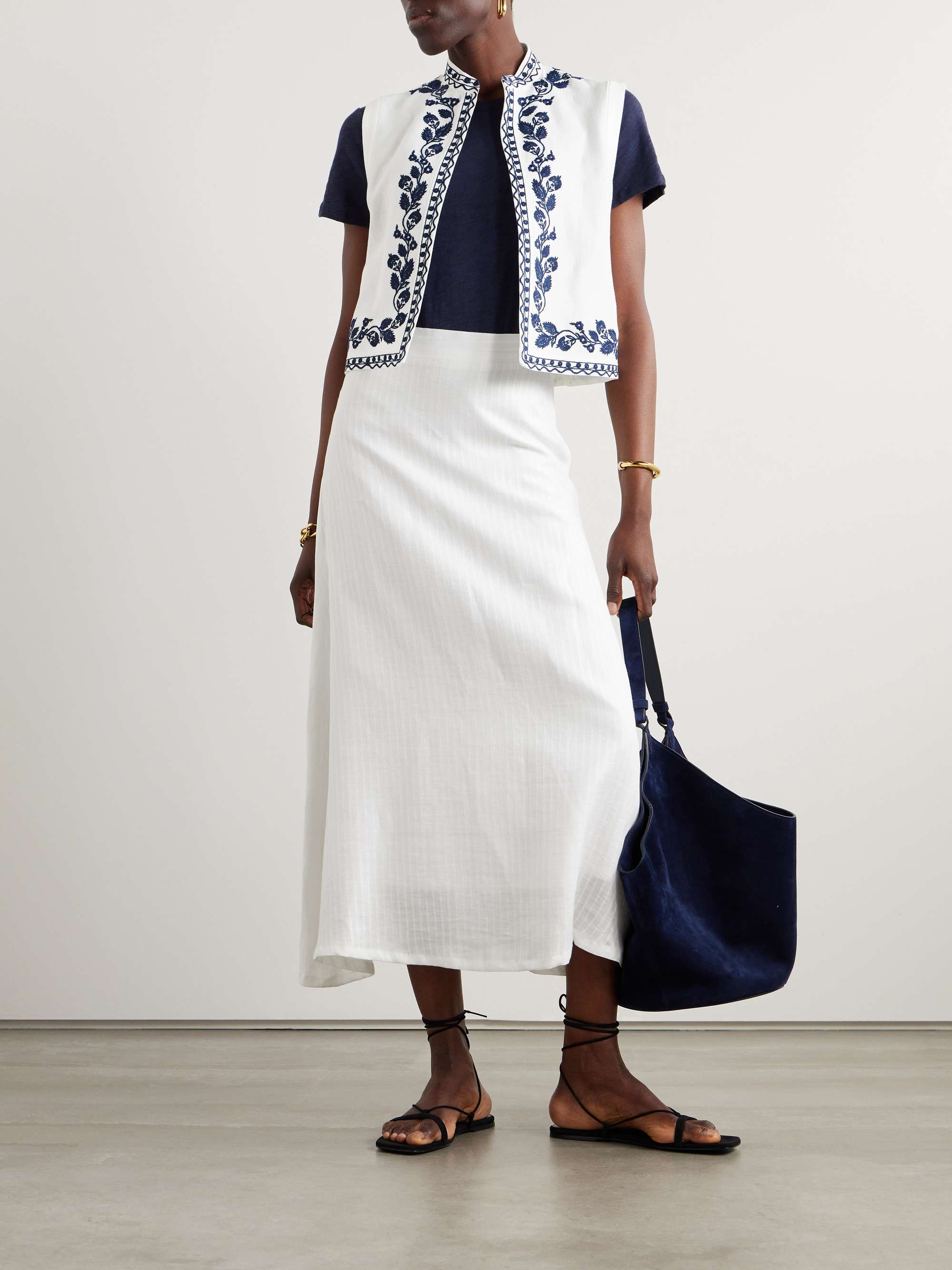 Dabney embroidered linen vest view