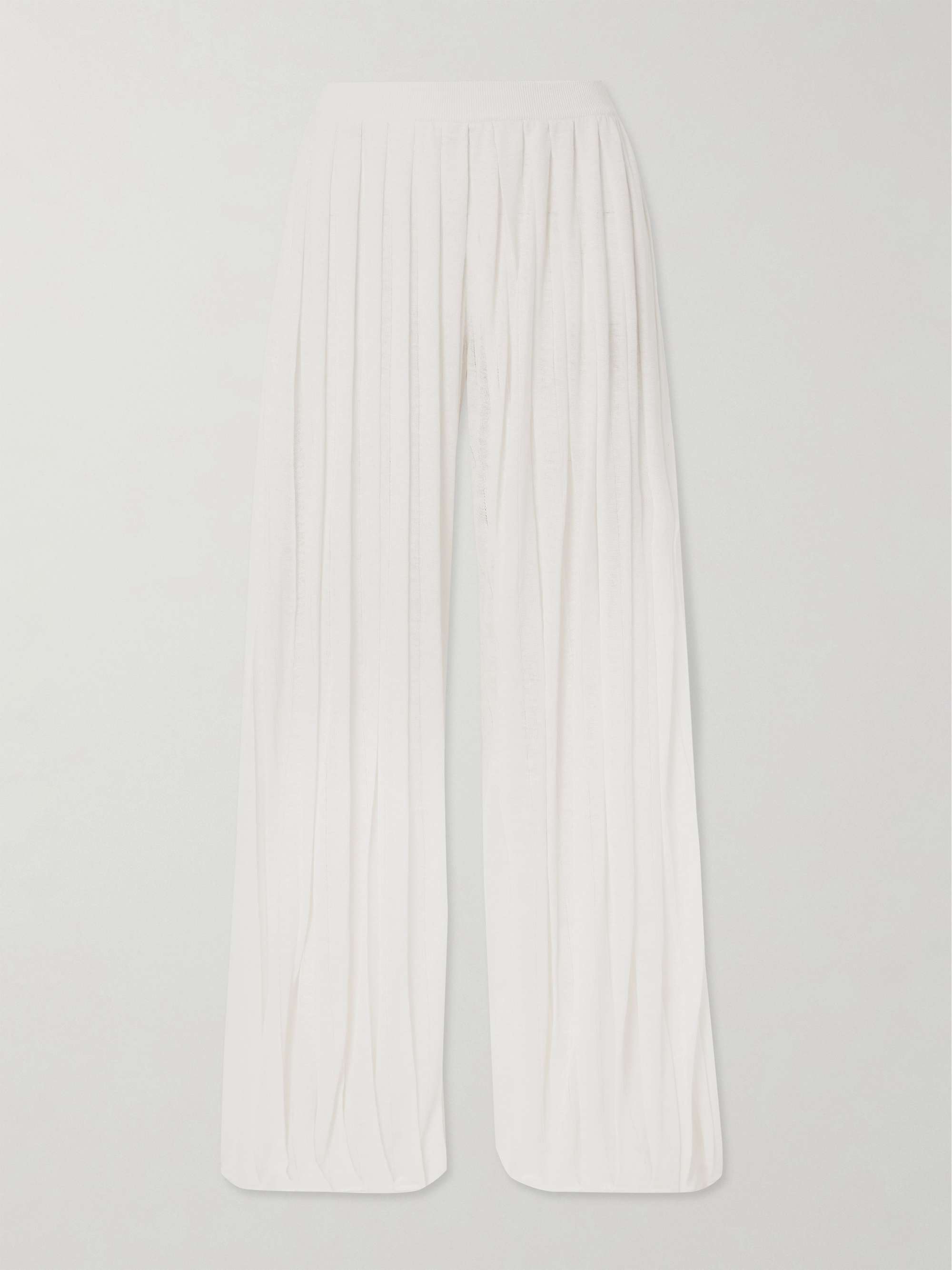 Wide-leg pleated linen pants view