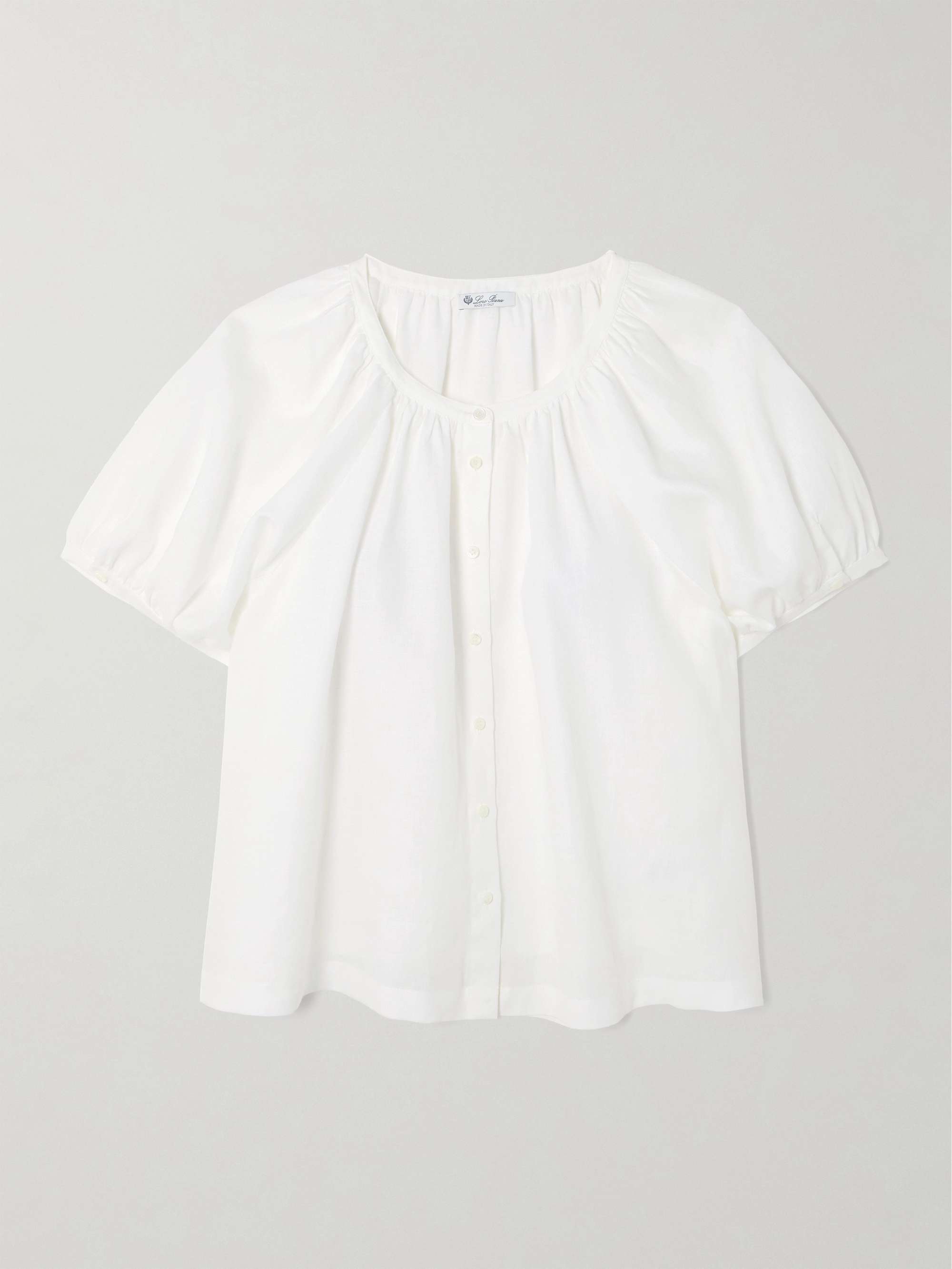 Gathered linen top view