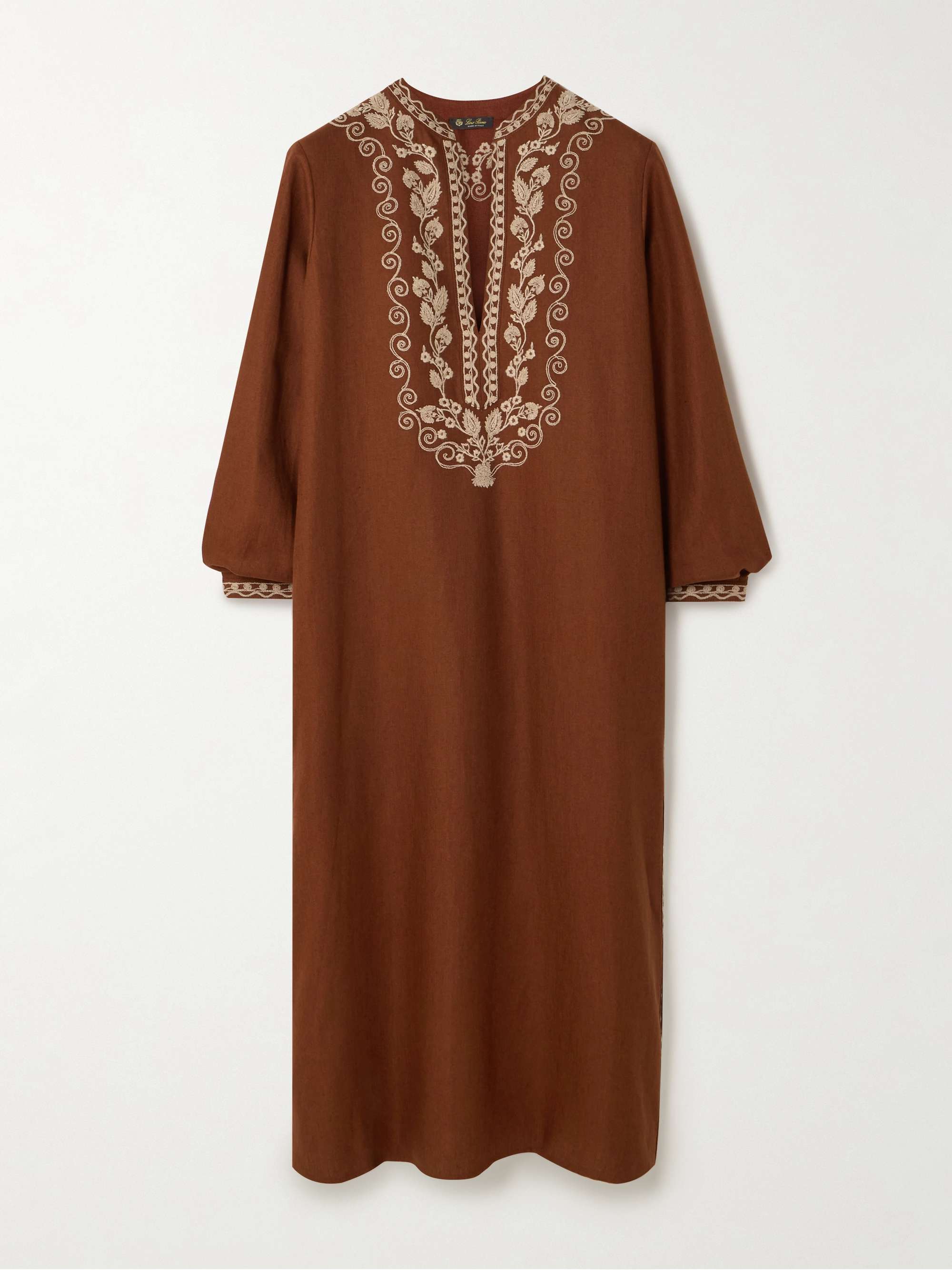 Embroidered linen kaftan view