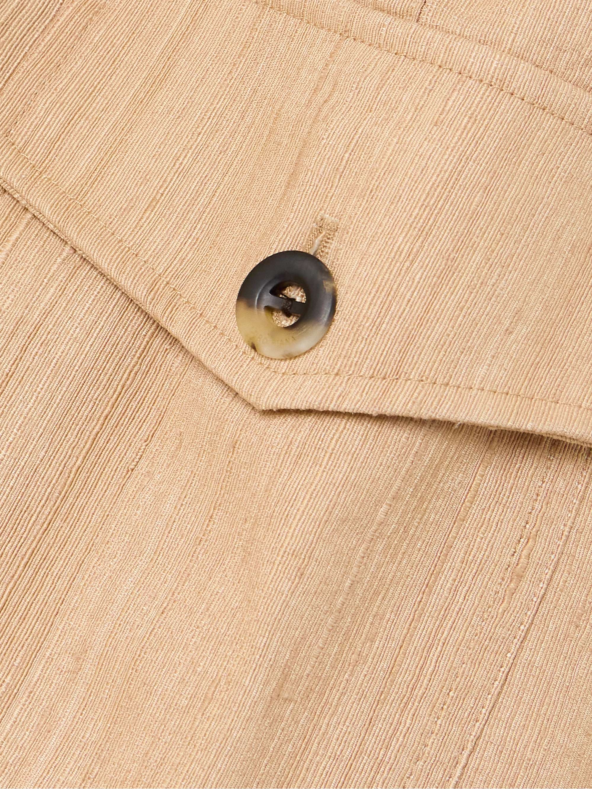 Pleated textured-silk cargo shorts view