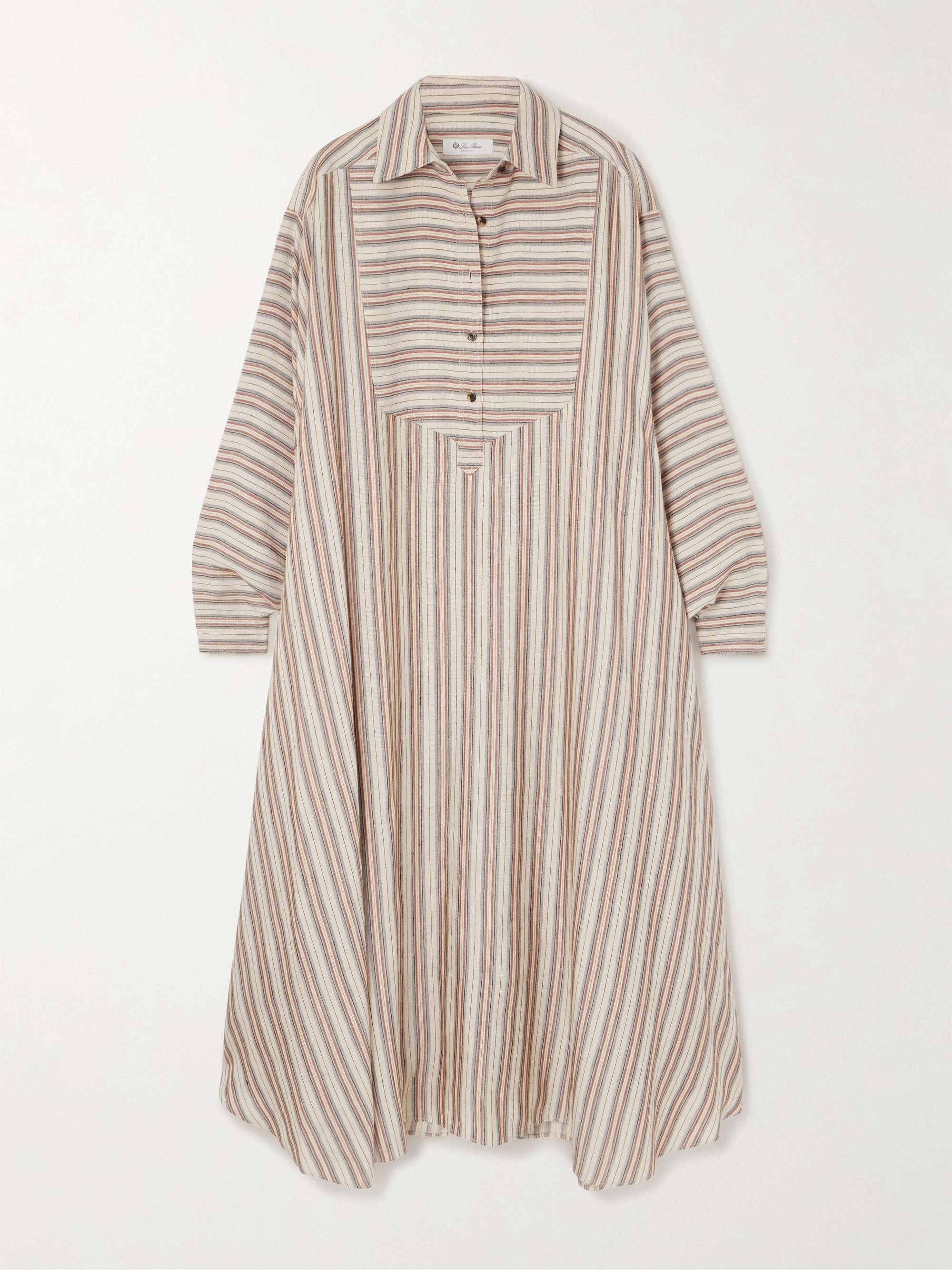 Striped printed linen and silk-blend kaftan view