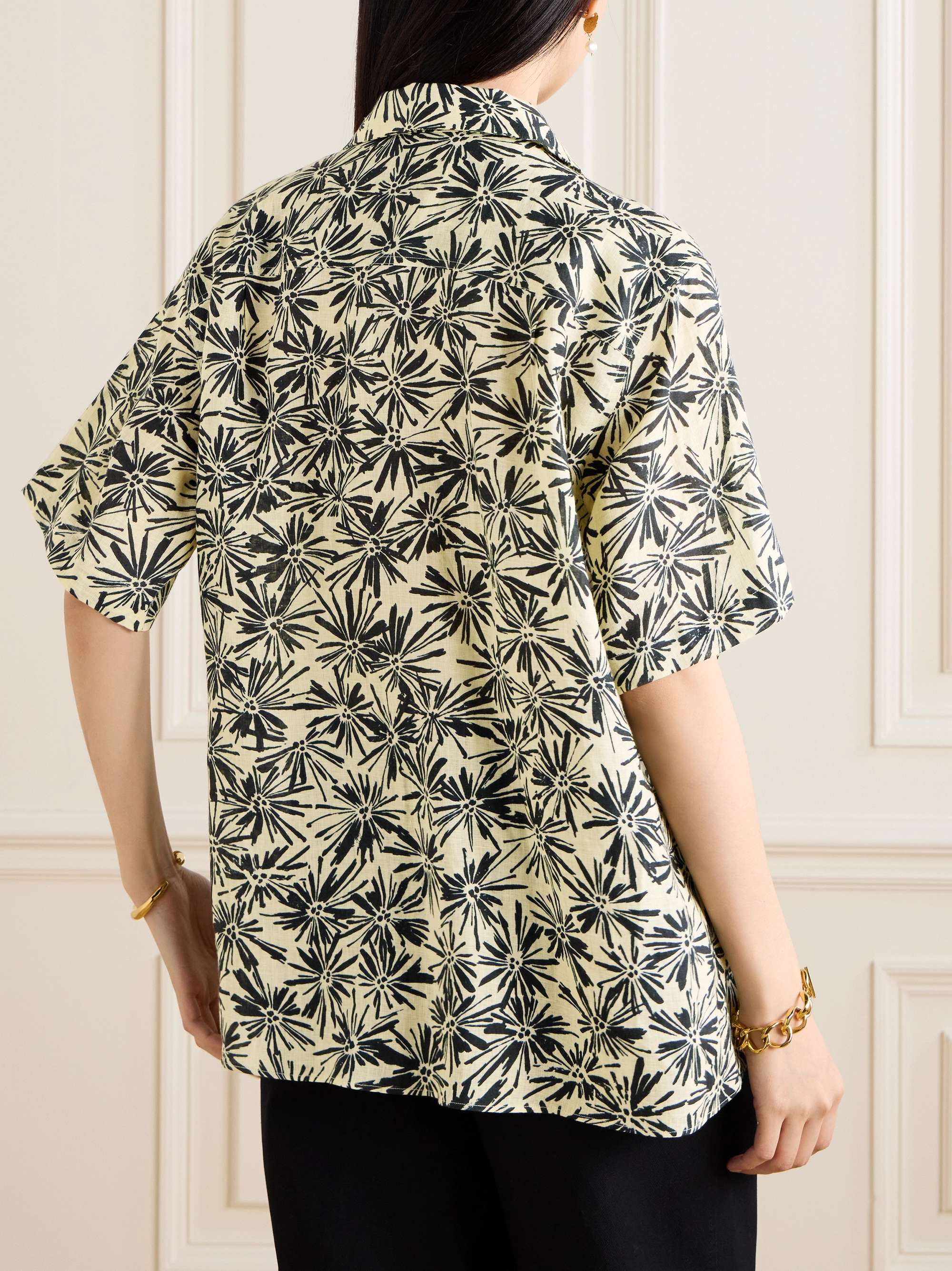 Floral-print linen shirt view