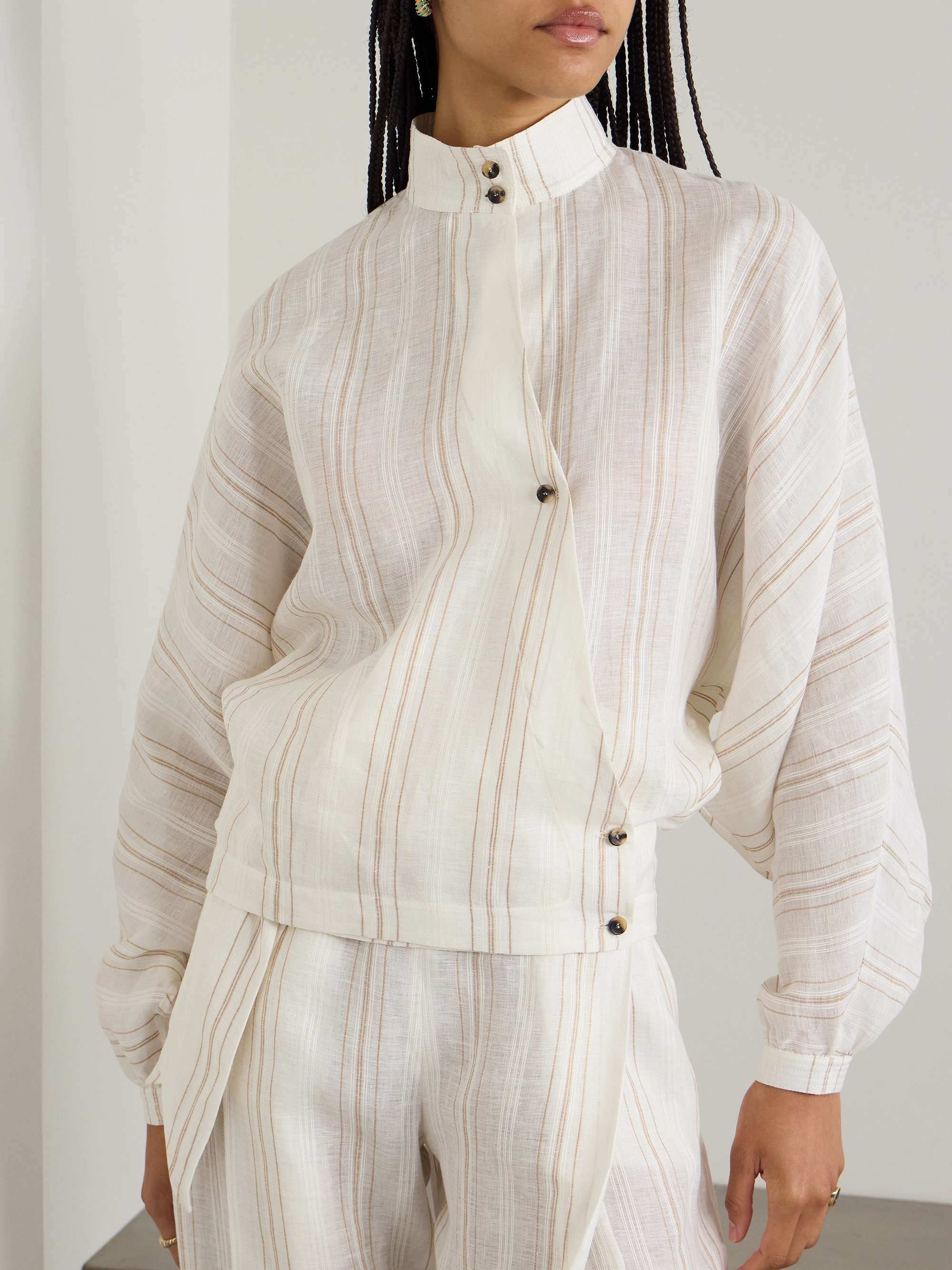 Shay striped linen blouse view