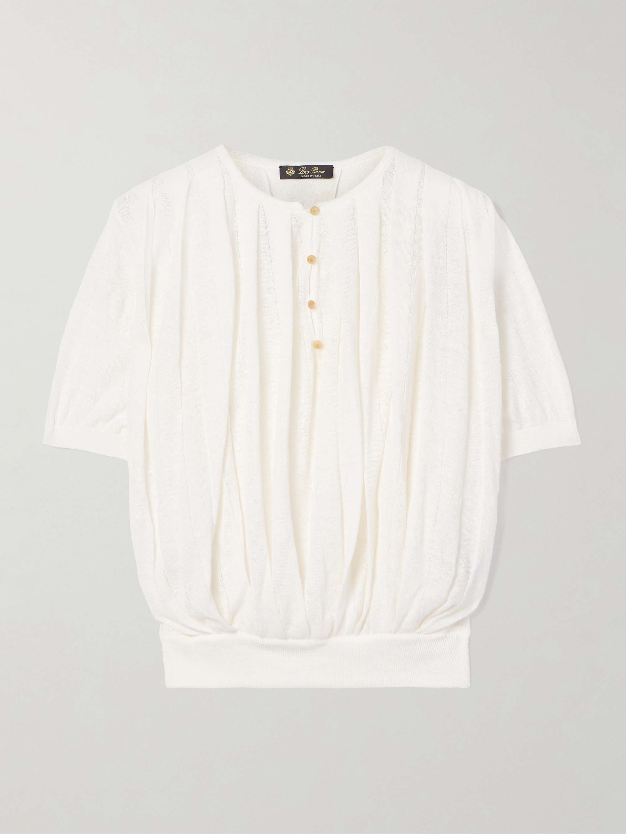 Cropped pleated linen top view