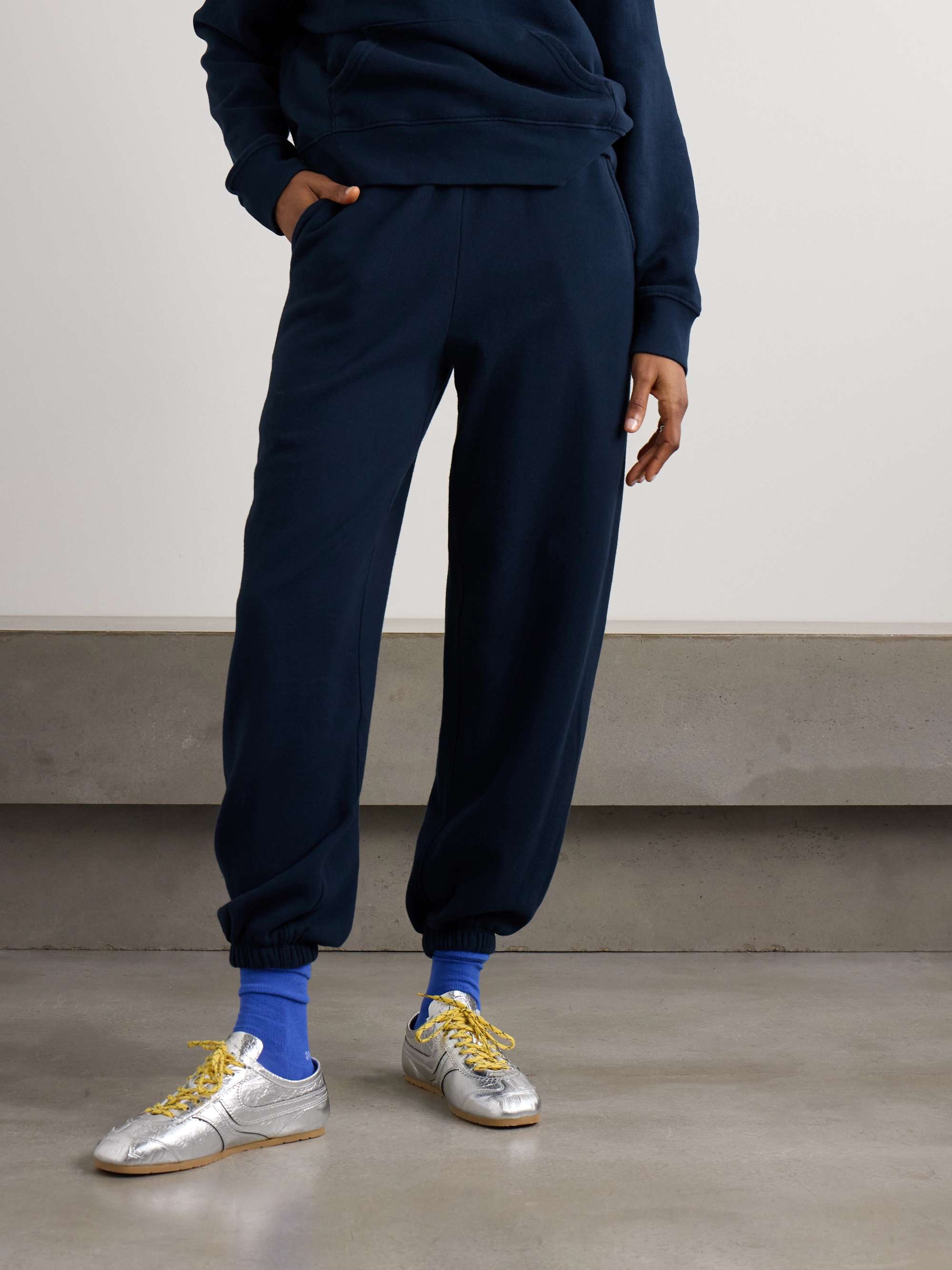 Cotton and cashmere-blend track pants view