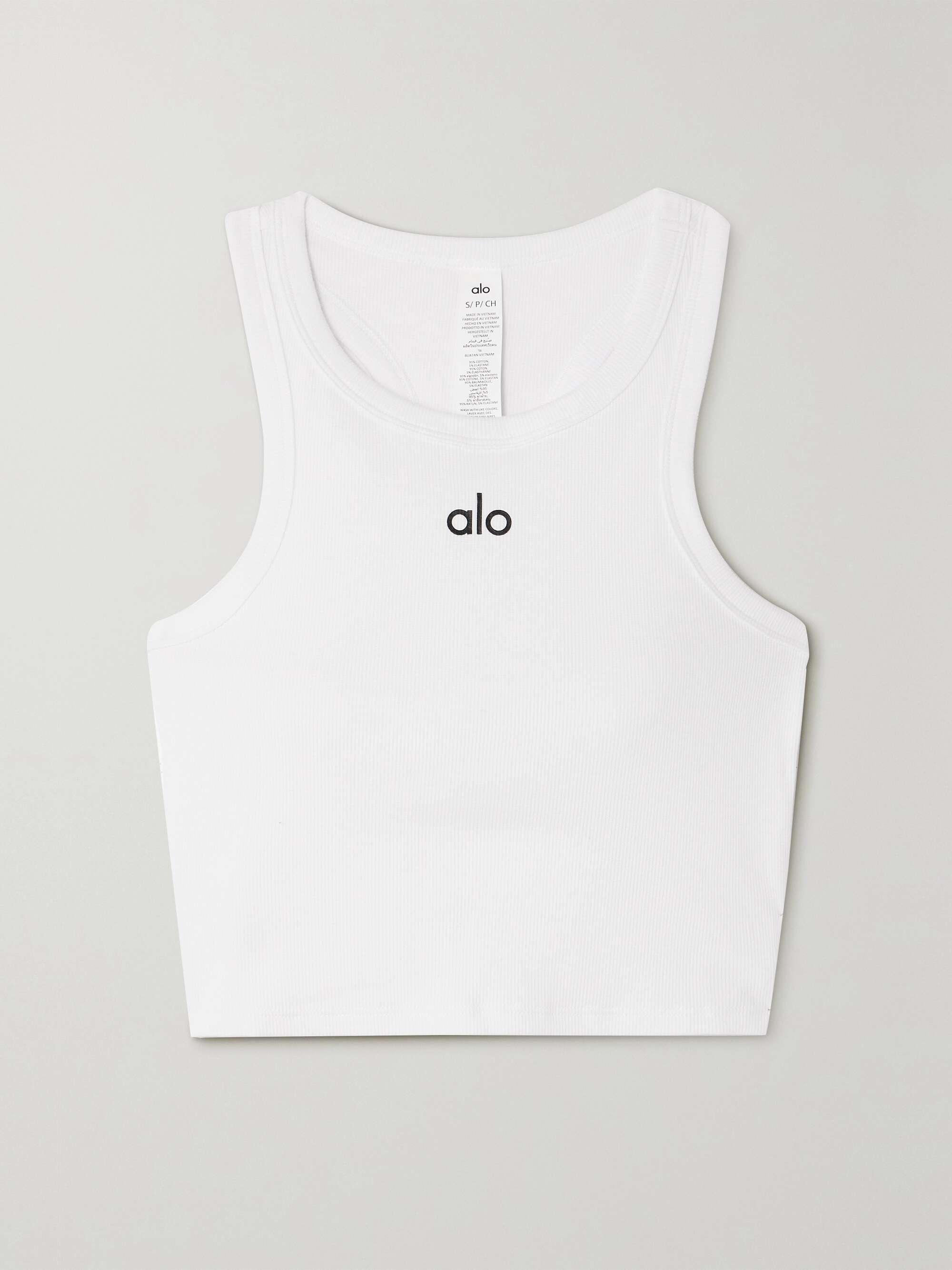 Aspire cropped ribbed cotton-blend jersey tank view