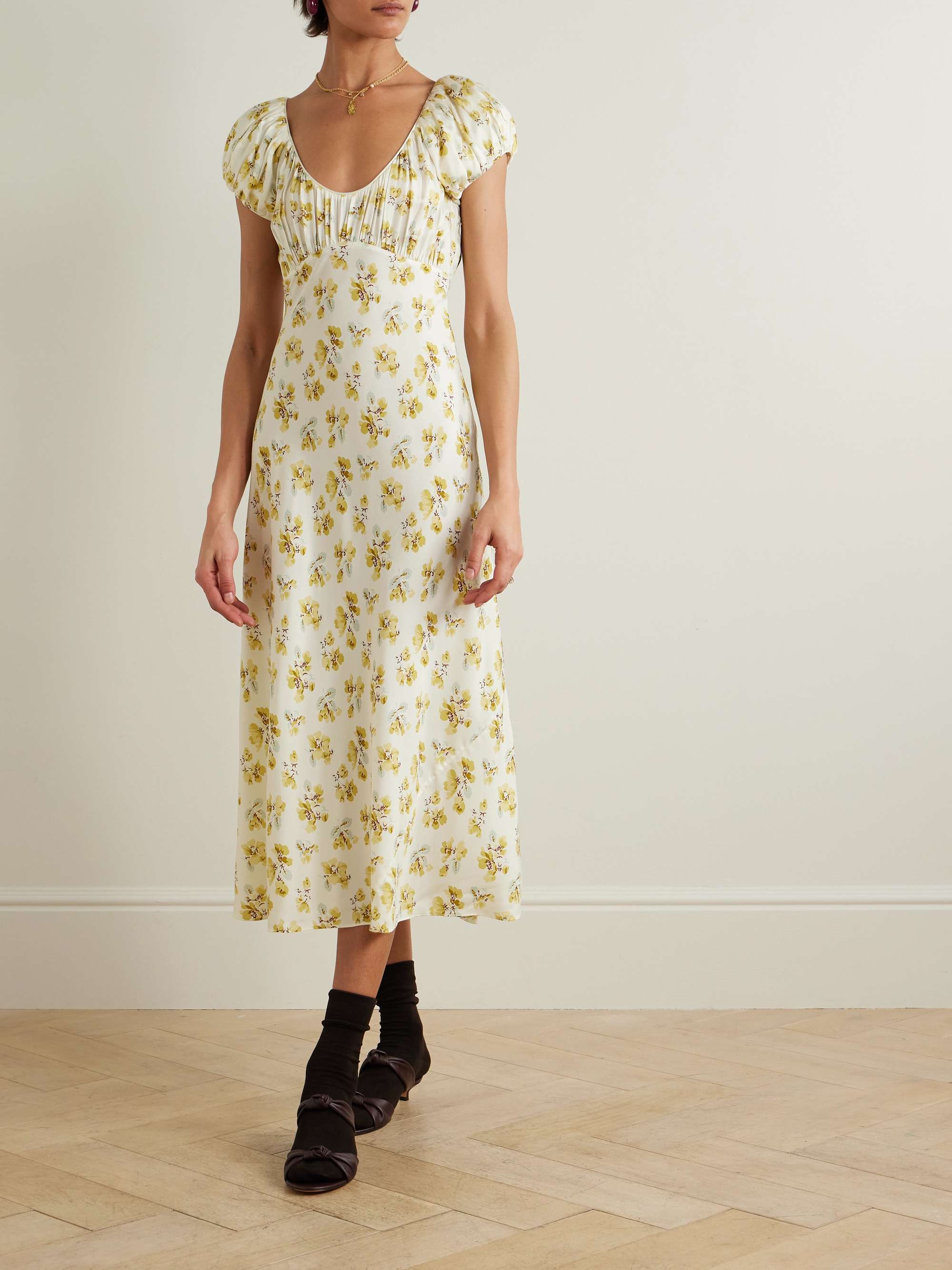 Florencia floral-print silk-blend midi dress view