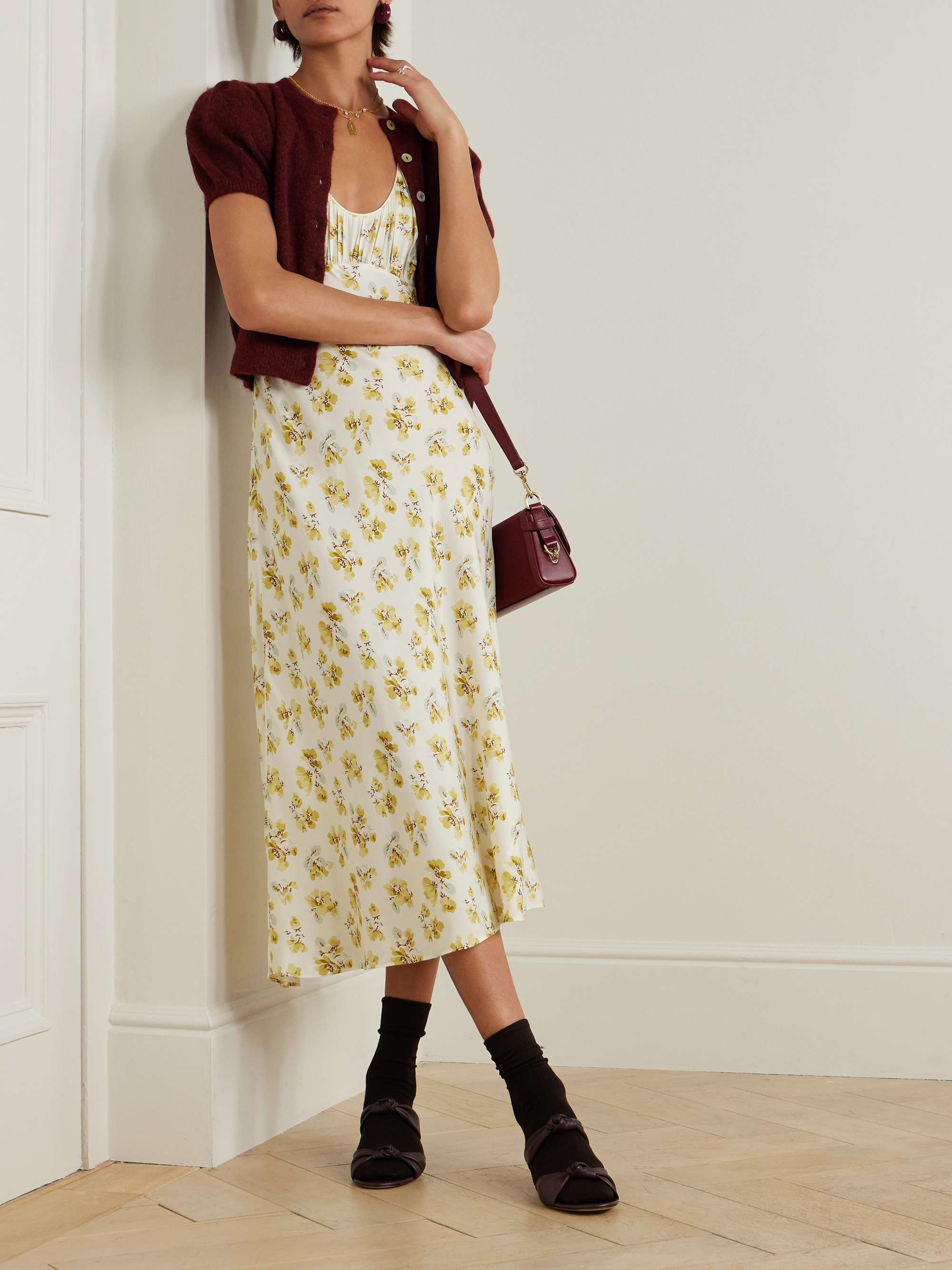 Florencia floral-print silk-blend midi dress view
