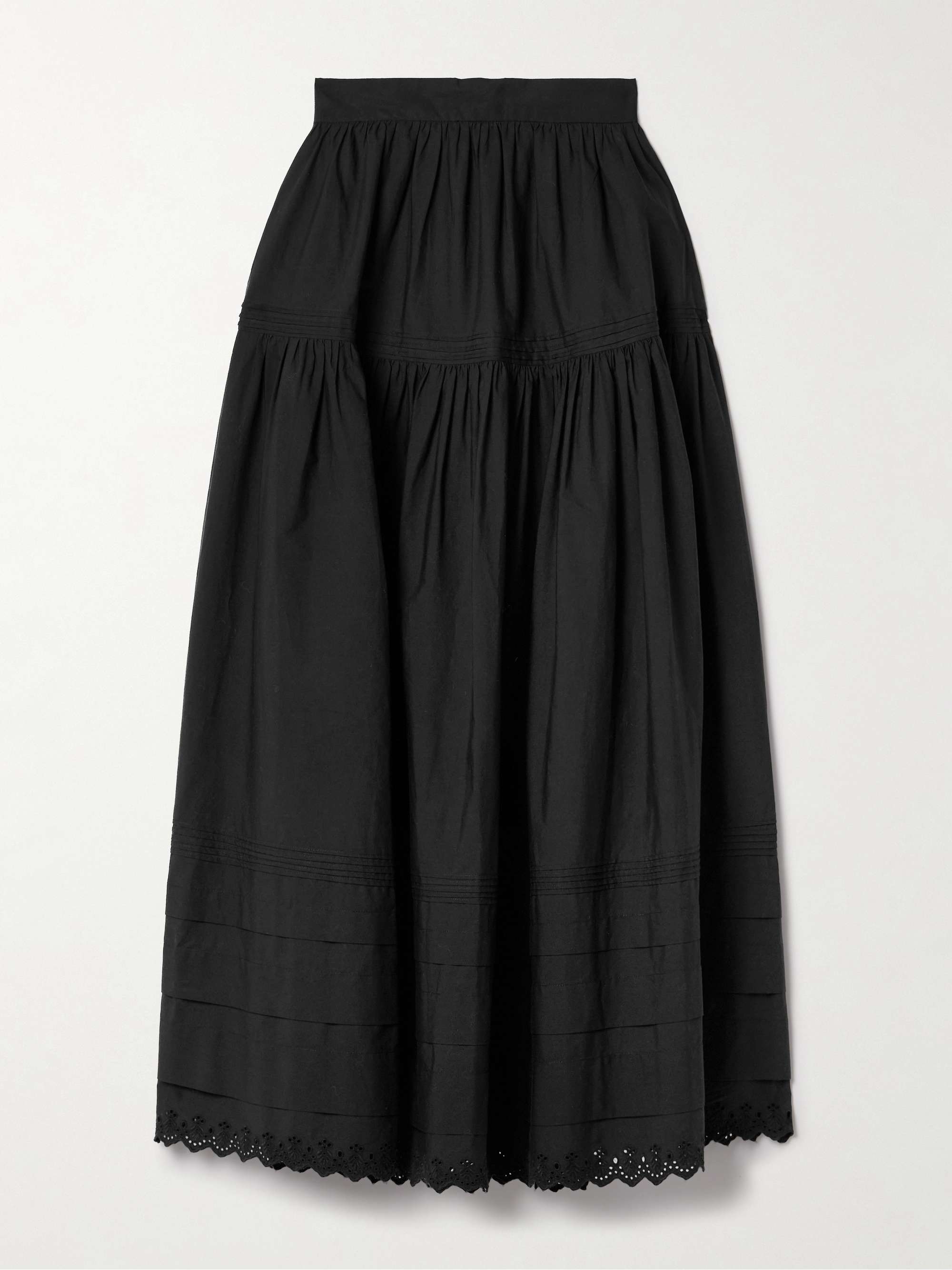 Sebastiane crochet-trimmed organic cotton-poplin midi skirt view