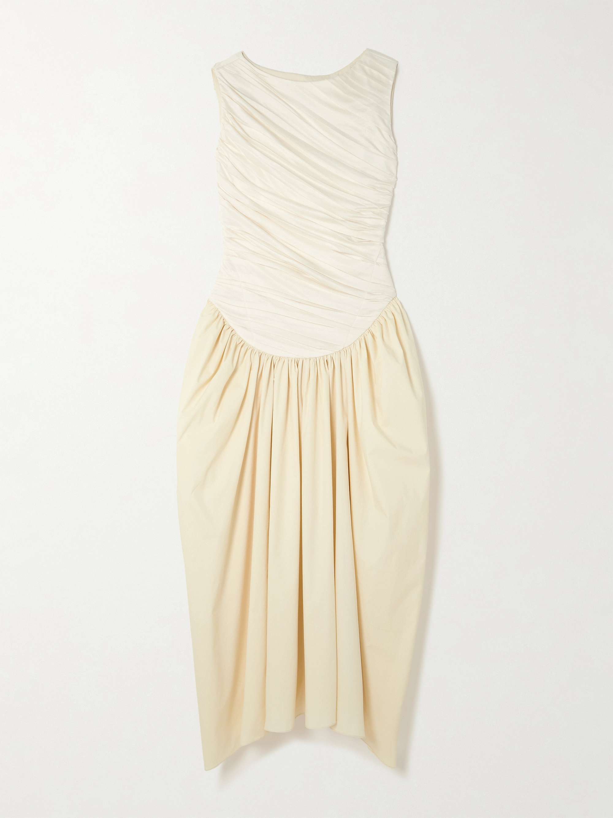 Ora gathered TENCEL™ Lyocell and cotton-blend poplin and jersey midi dress view