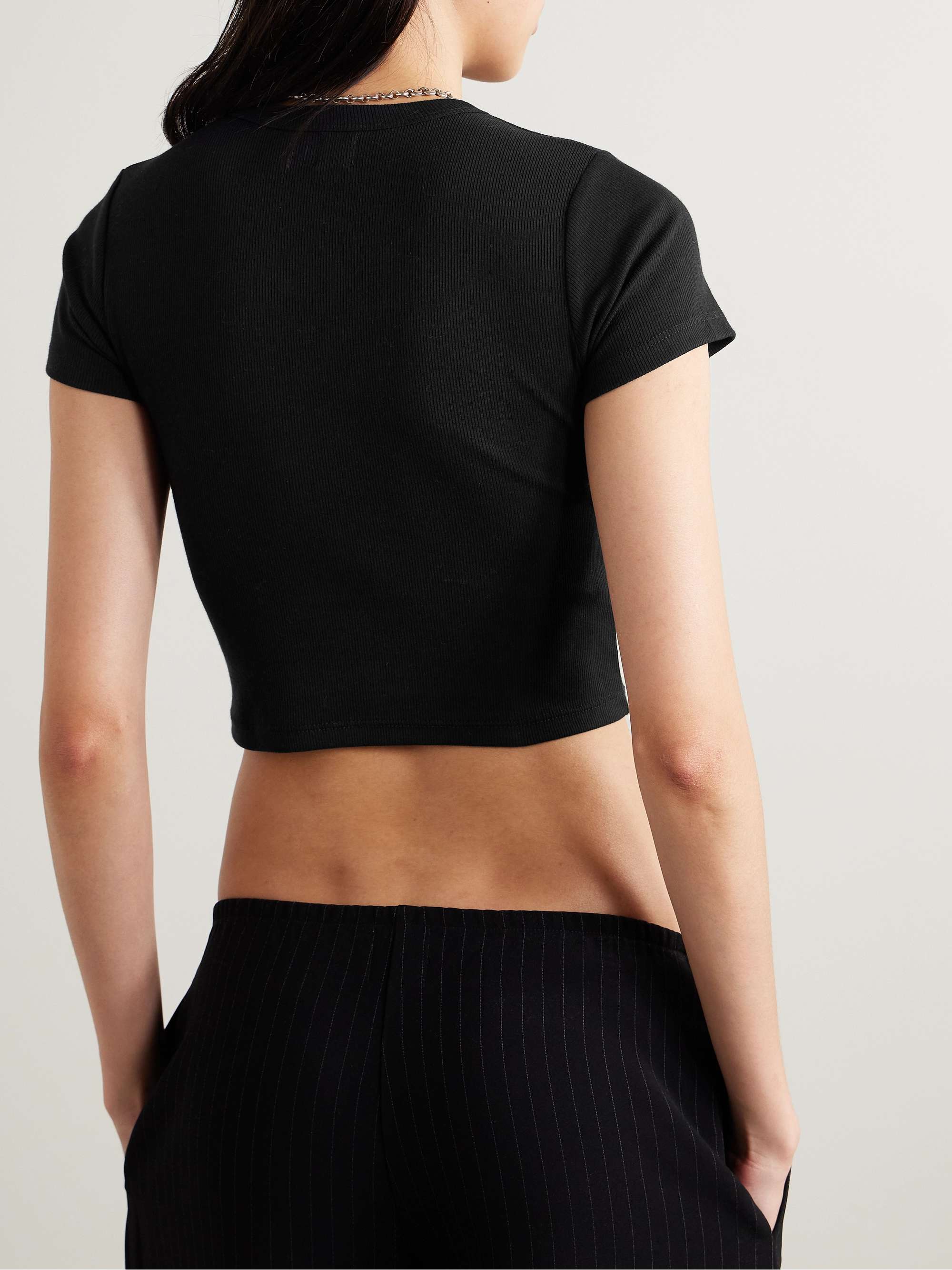 Kelly cropped ribbed stretch-cotton jersey T-shirt view