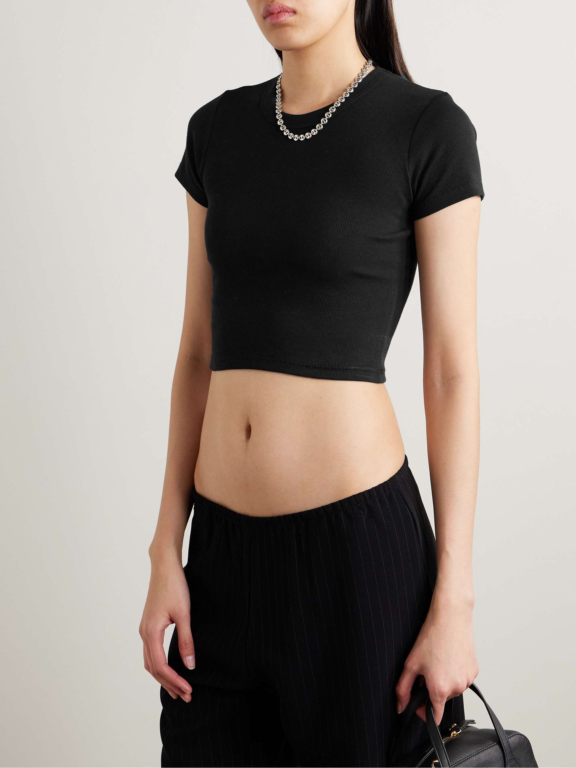 Kelly cropped ribbed stretch-cotton jersey T-shirt view
