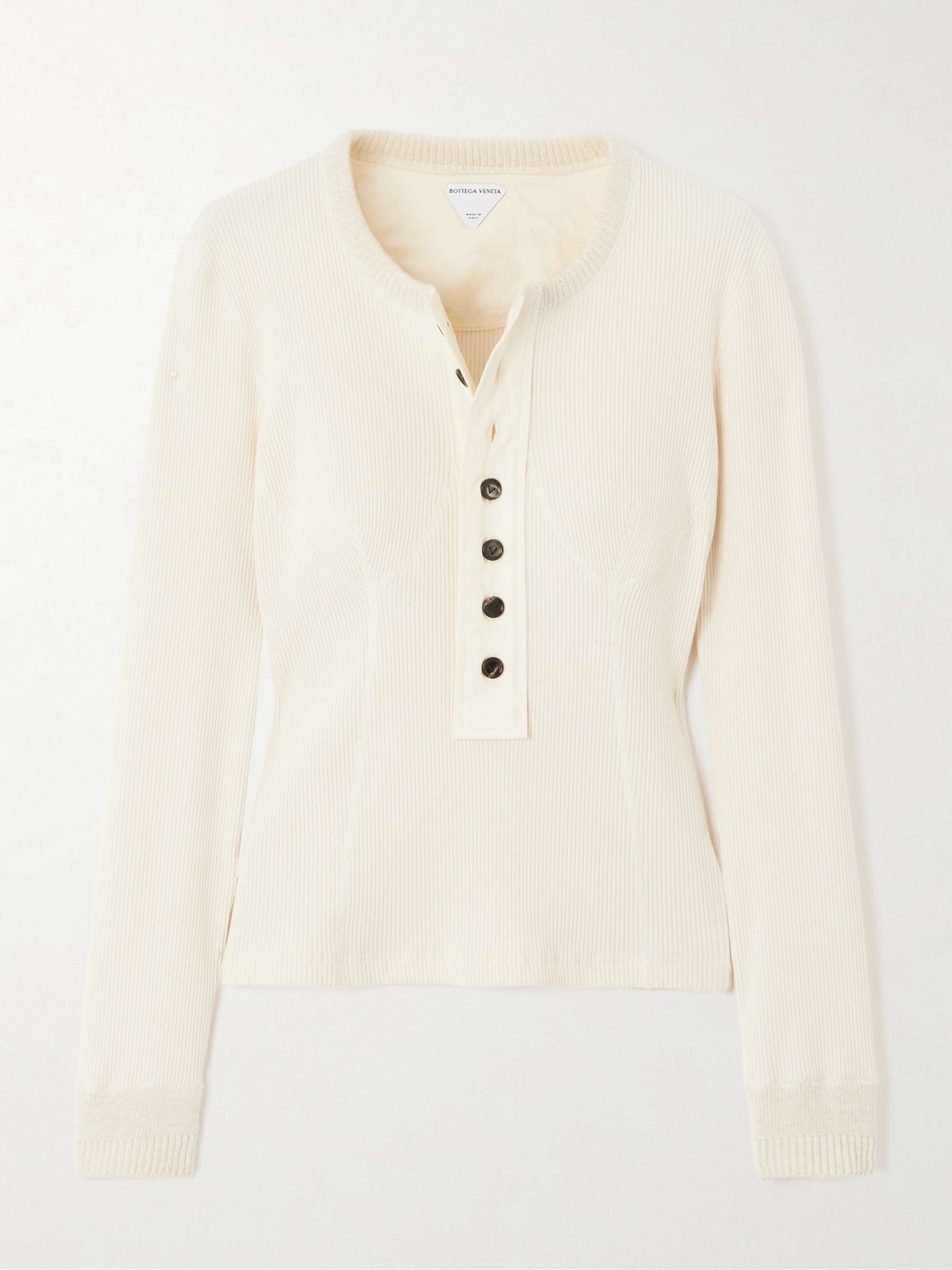 Ribbed stretch-cotton Henley top view