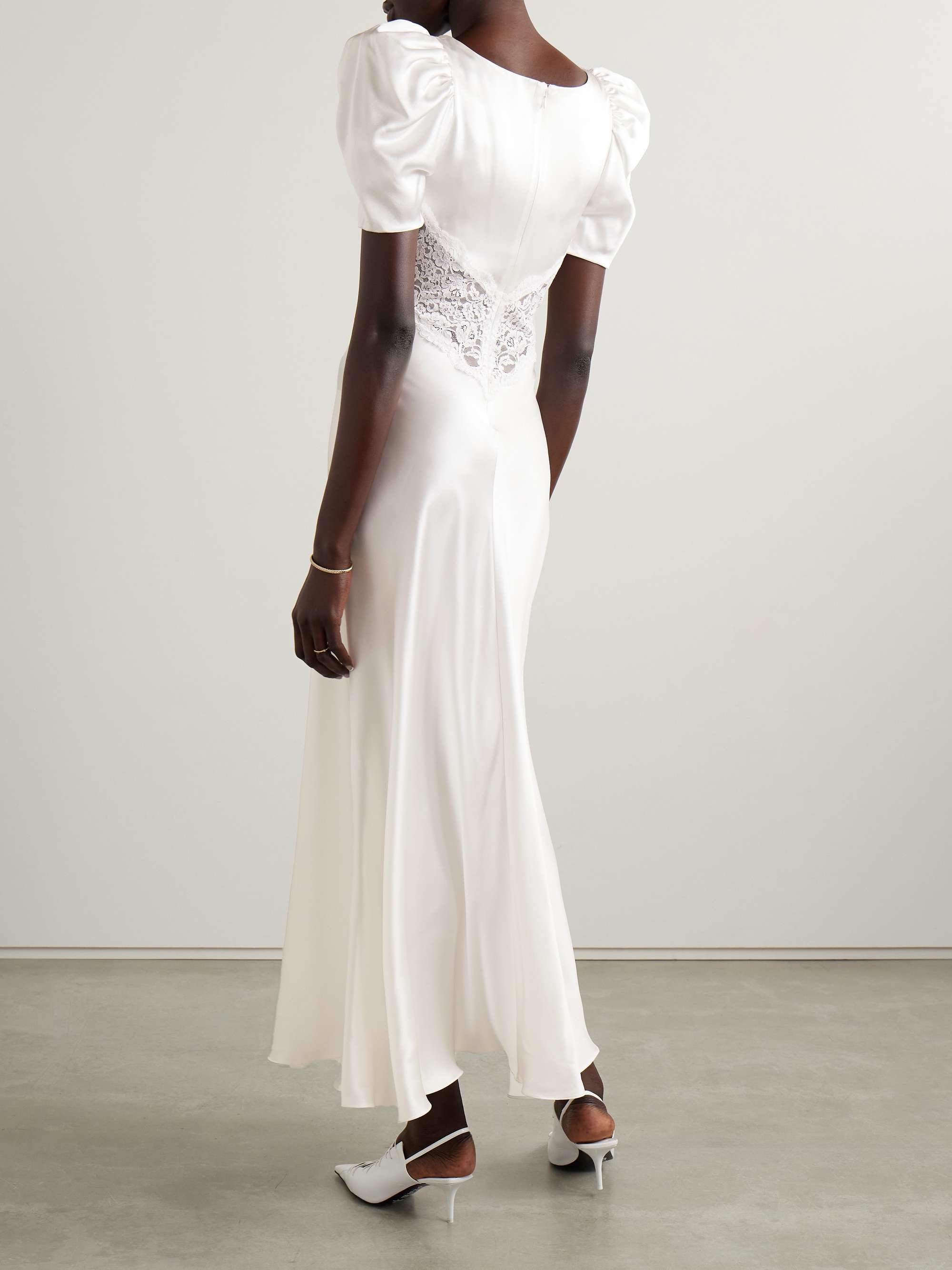 Lace-trimmed silk-satin gown view