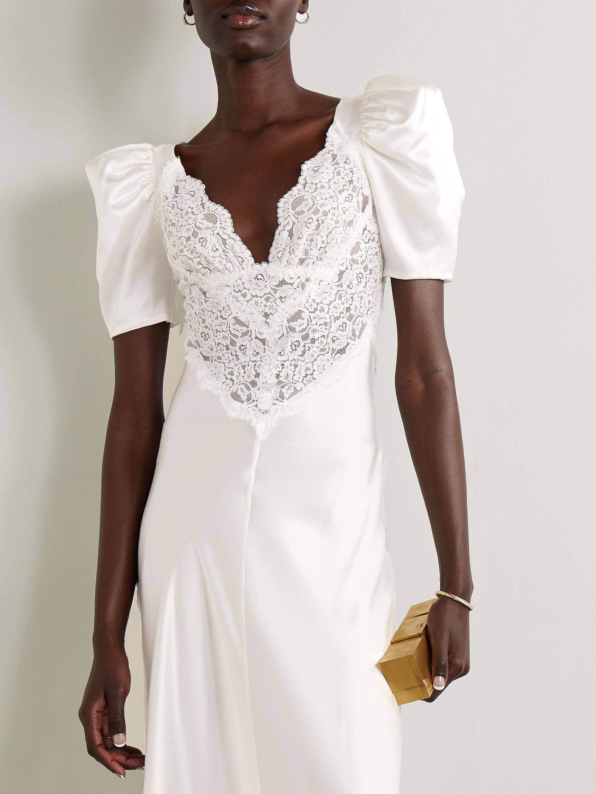 Lace-trimmed silk-satin gown view