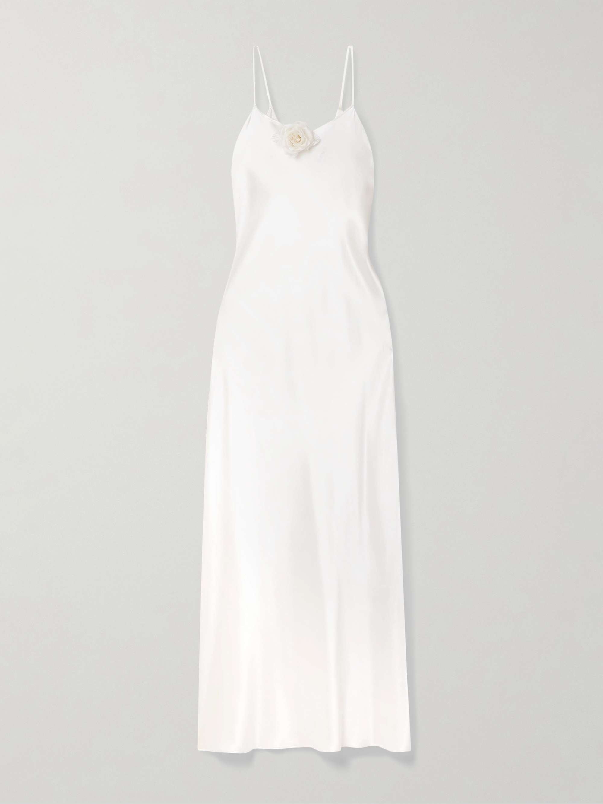 Embellished silk-satin midi dress view
