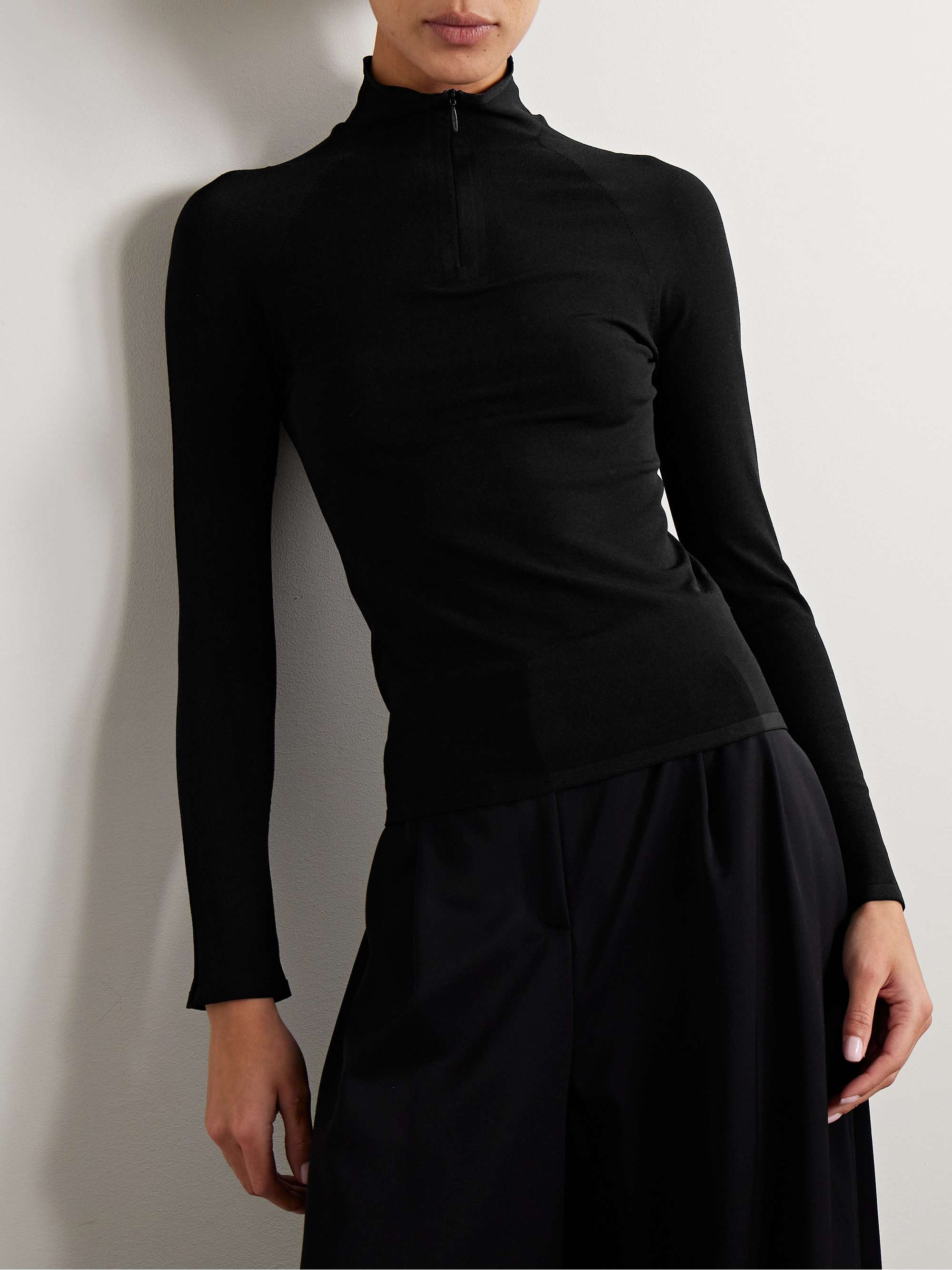 Patti stretch-jersey turtleneck top view