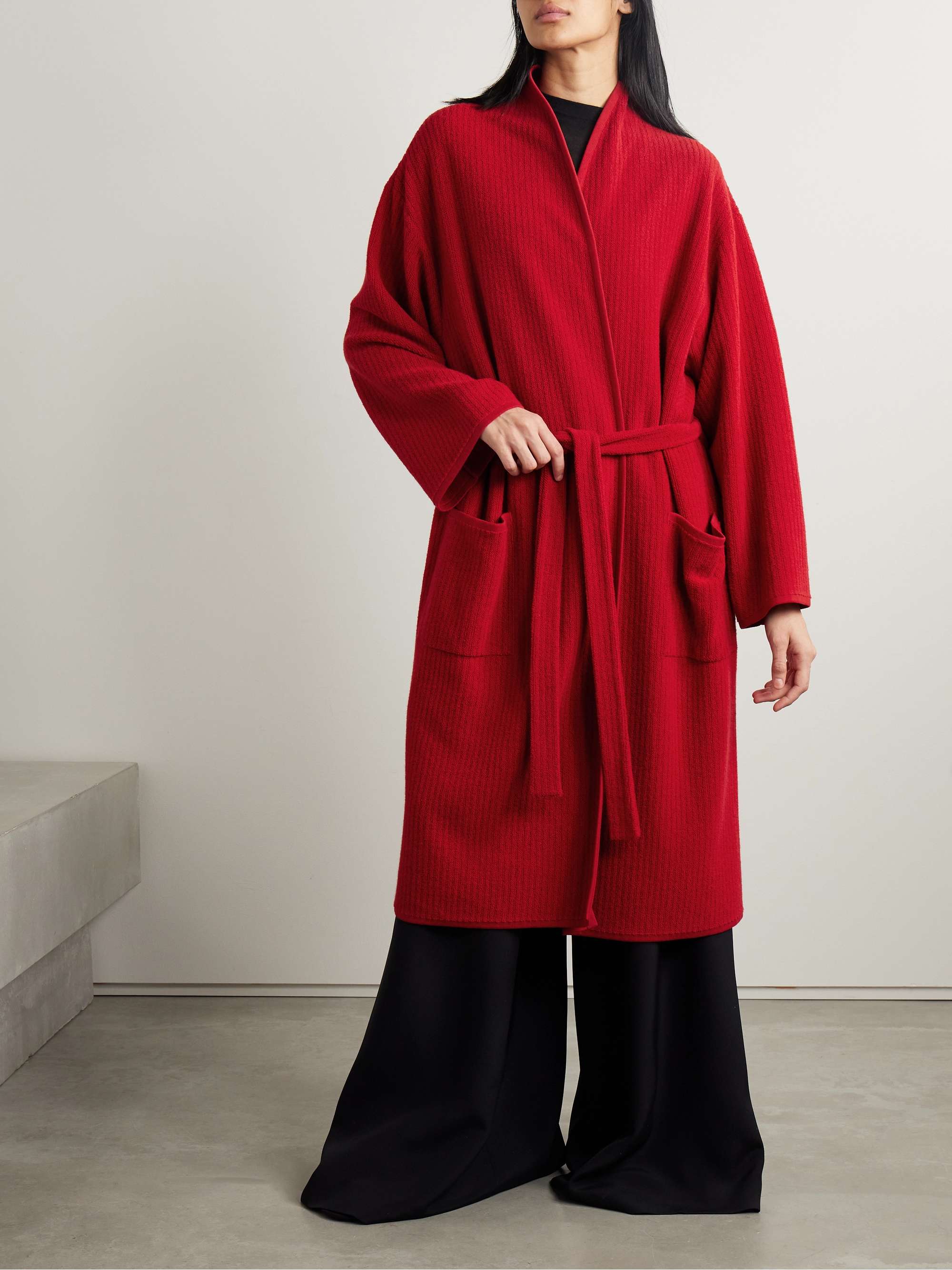 Ghali oversized belted ribbed cashmere cardigan view
