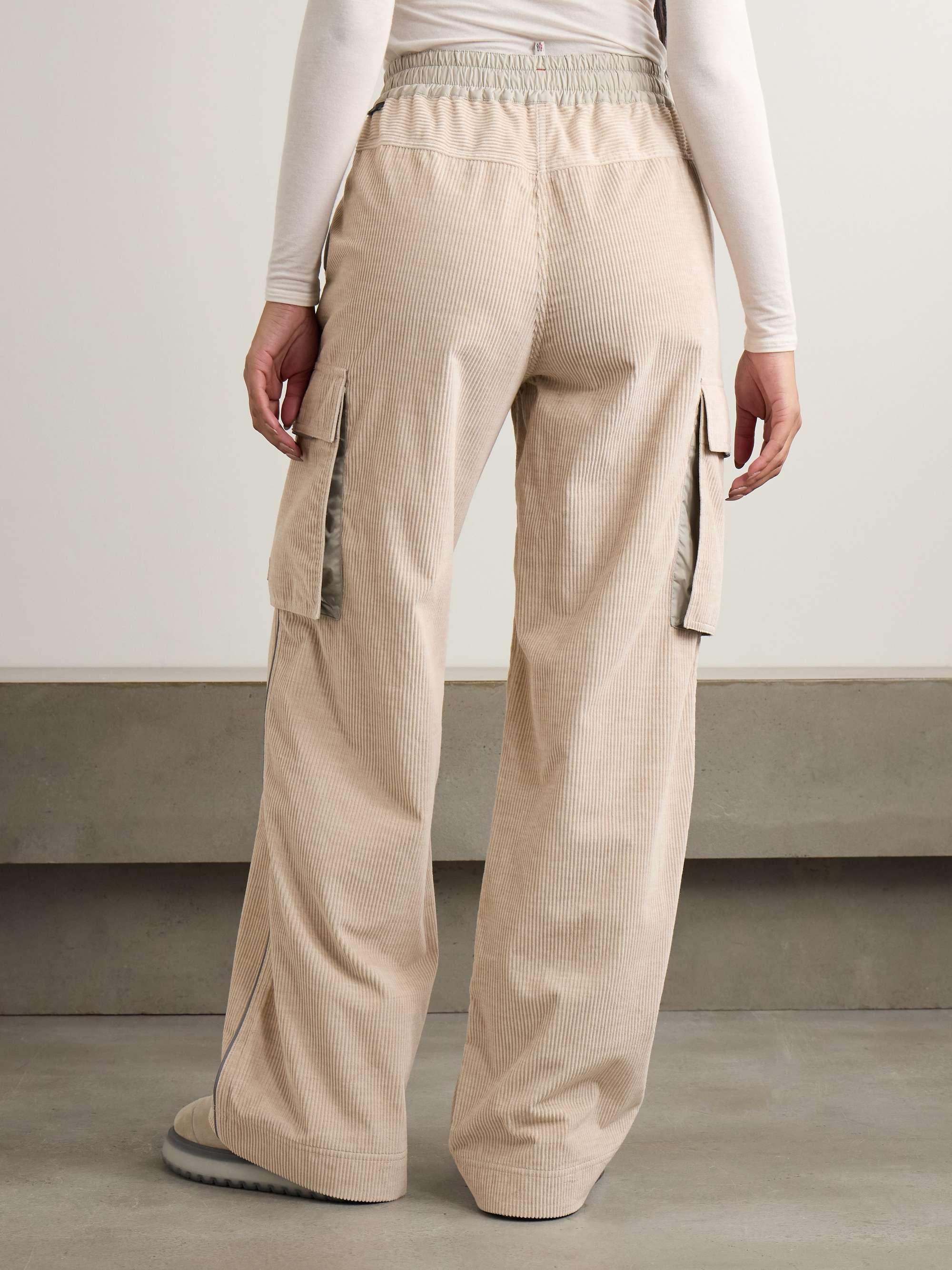 Shell-trimmed cotton-corduroy wide-leg pants view