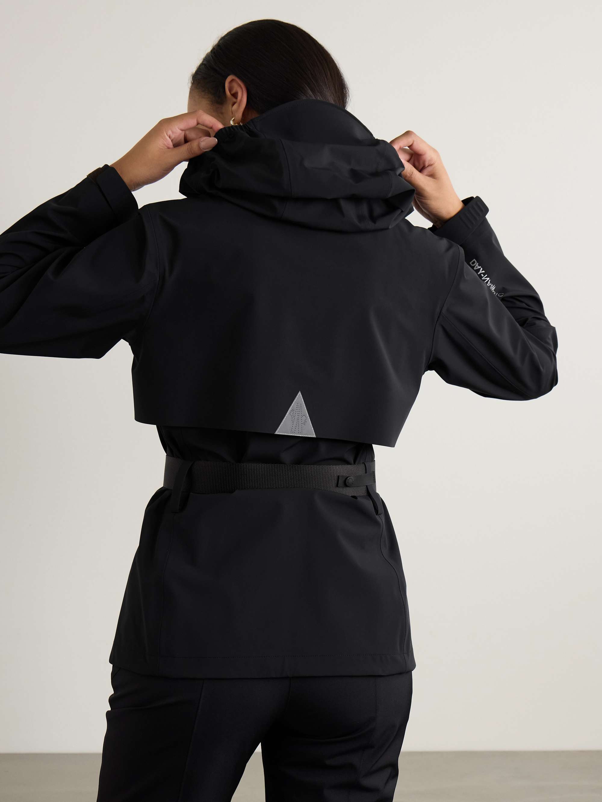 Fex hooded belted stretch-shell jacket view