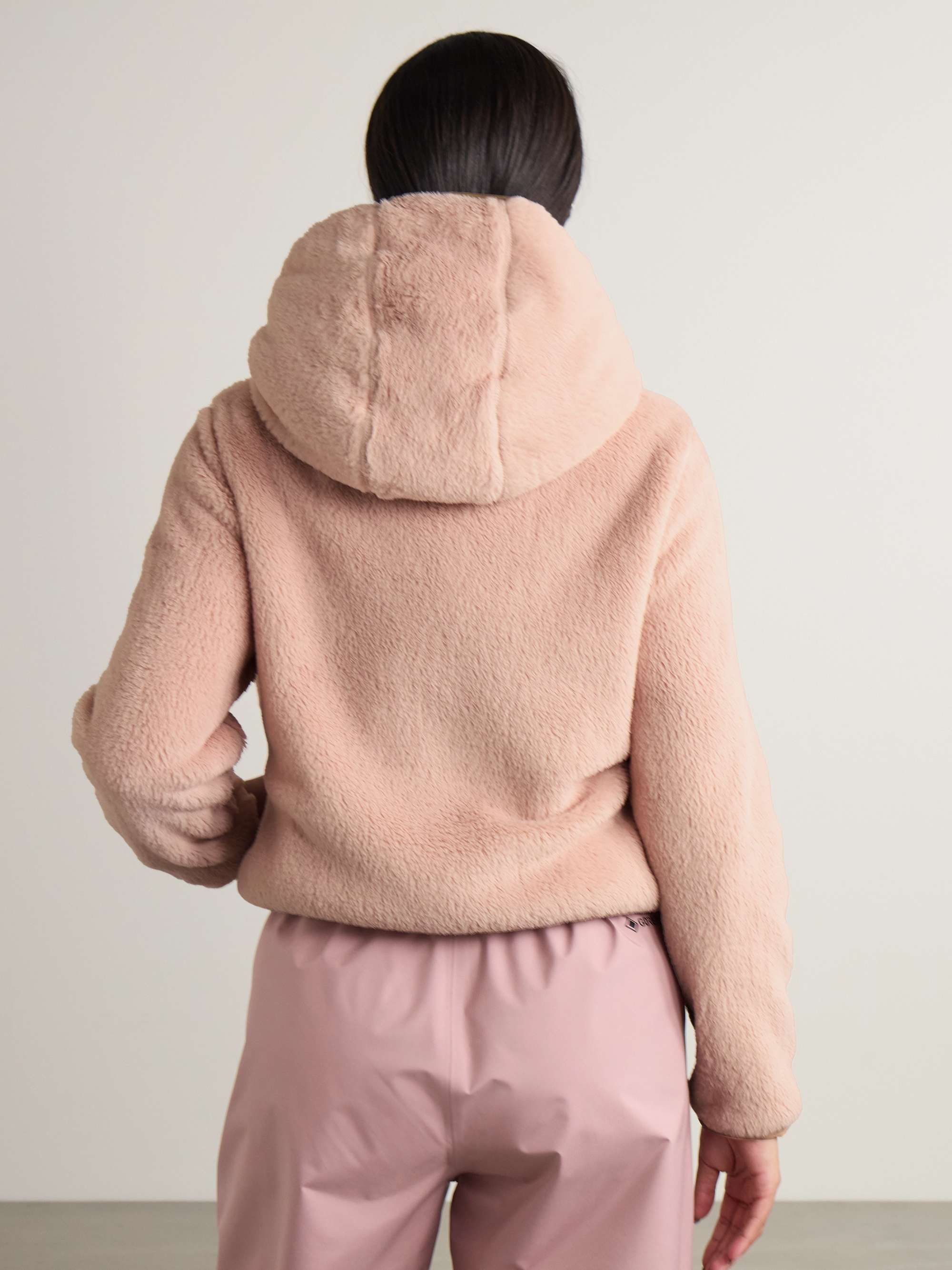 Logo-embroidered twill-trimmed quilted fleece down jacket view