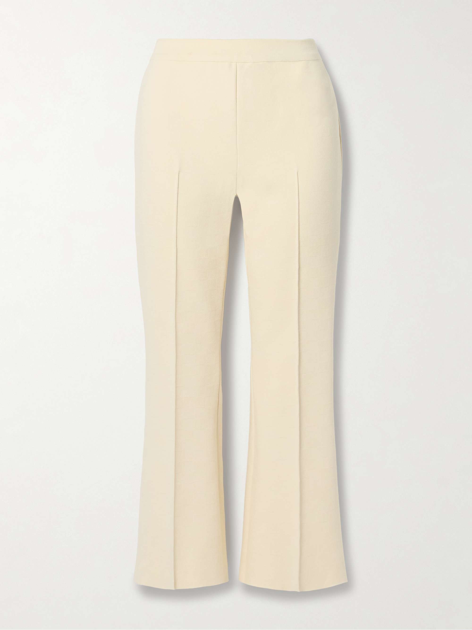 Kick cropped jacquard-knit stretch-cotton flared pants view