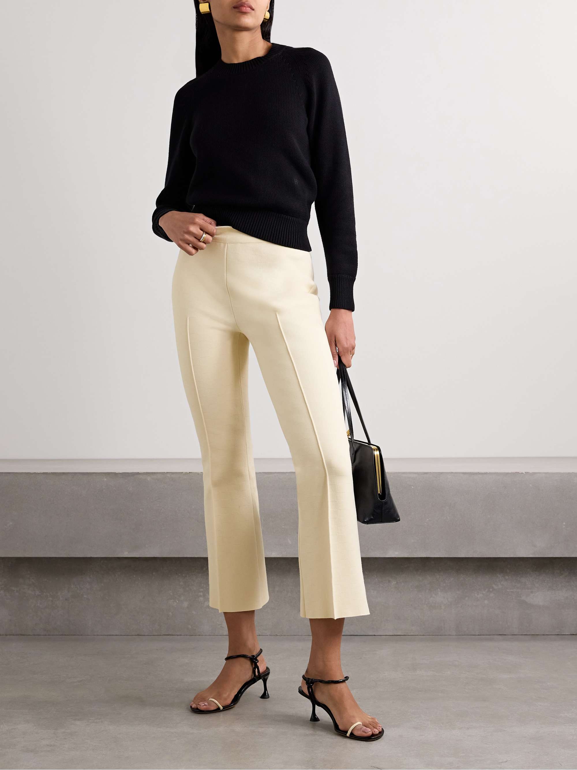 Kick cropped jacquard-knit stretch-cotton flared pants view