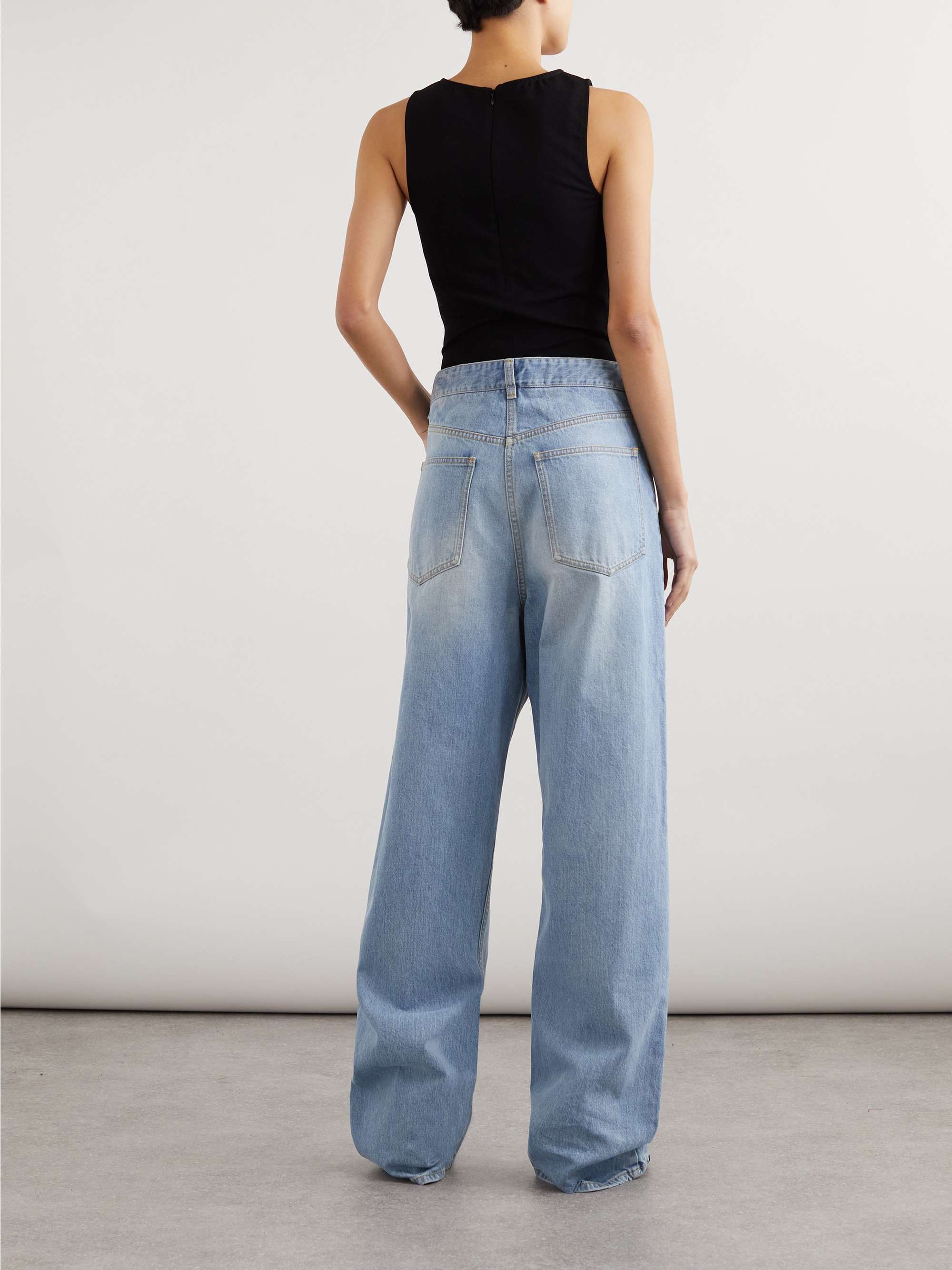 Stretch-knit and denim jumpsuit view